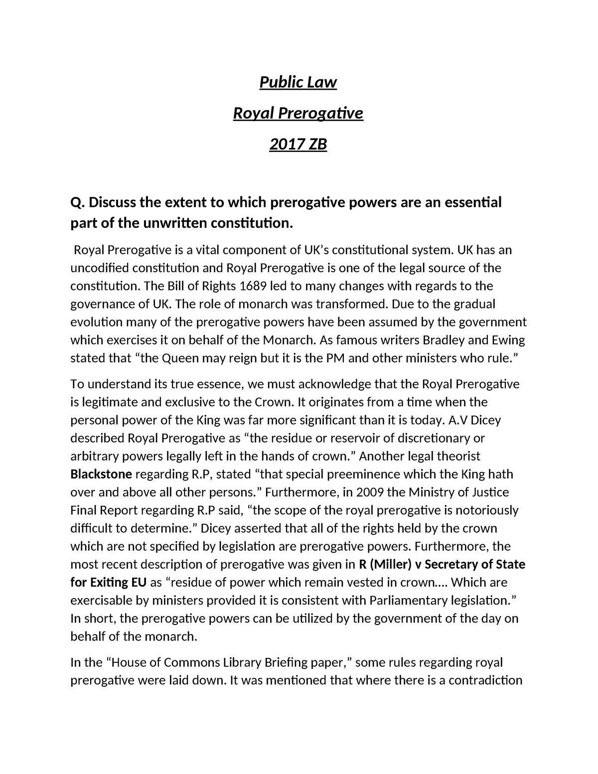 royal prerogative essay