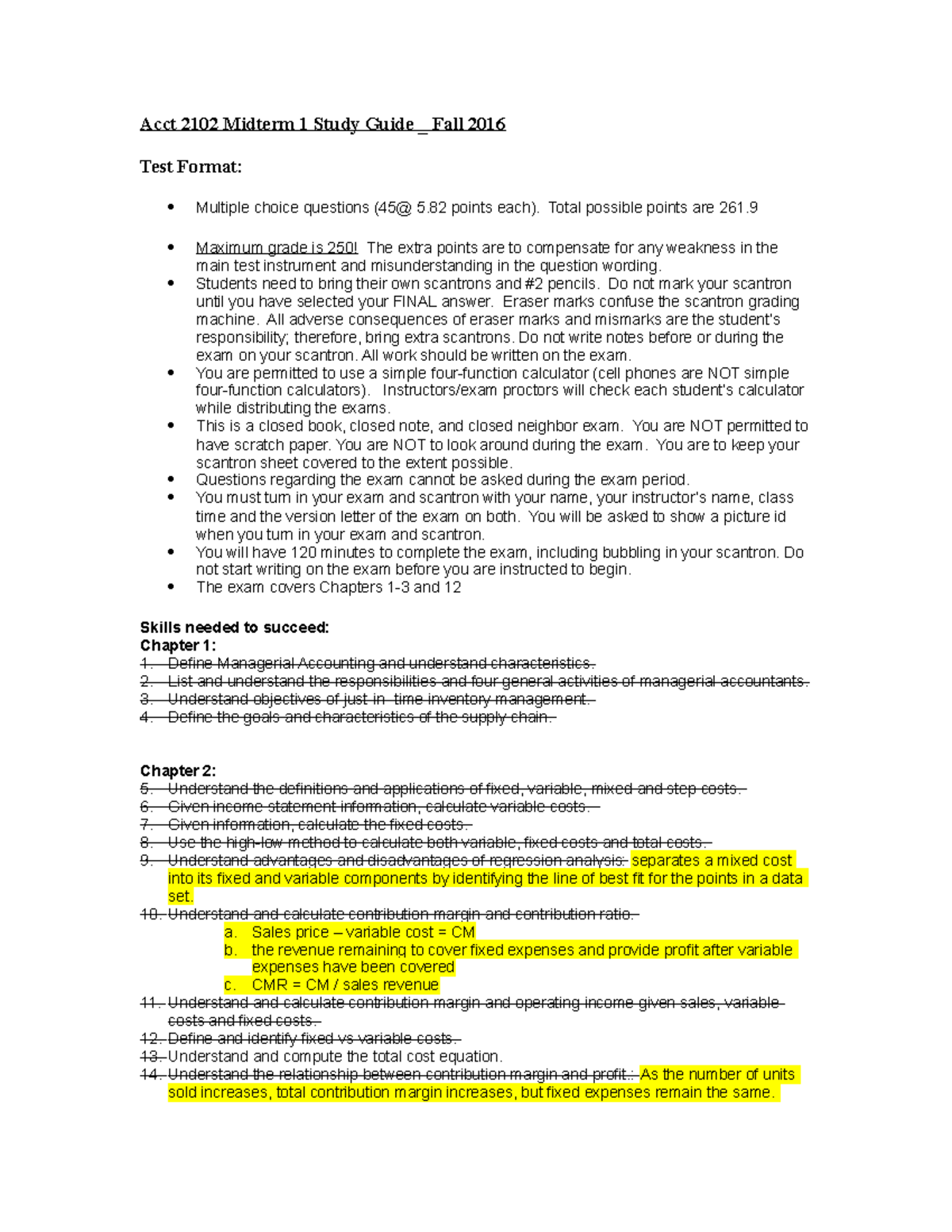 Study guide exam one - Acct 2102 Midterm 1 Study Guide _ Fall 2016 Test ...
