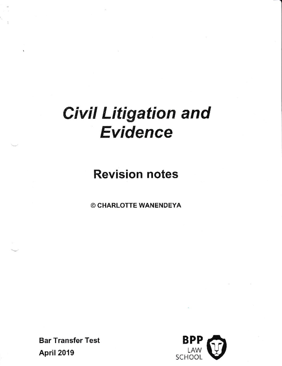 Civil Litigation Notes Charlotte - ####### Civil Litigation And ...