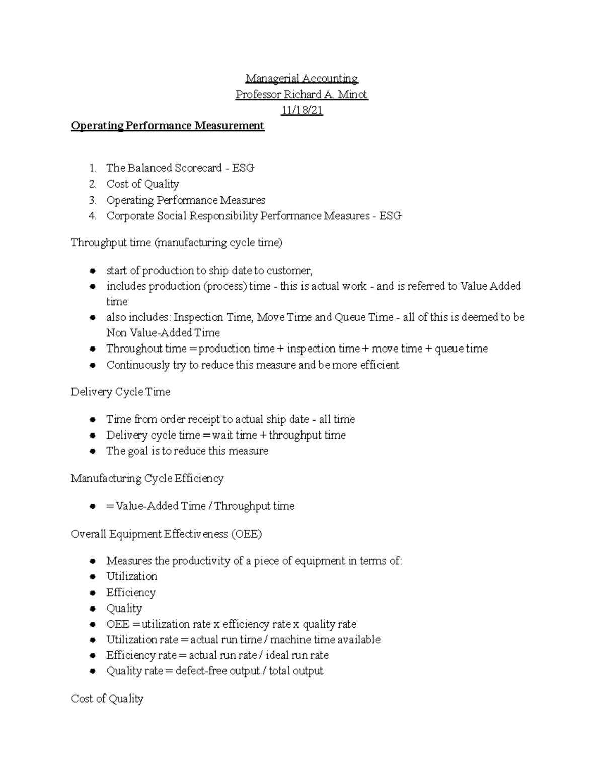 Managerial Accounting 11/18/21 - ACCT 2120 - LMU - Studocu