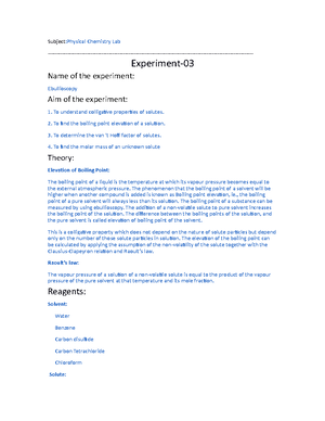 Experiment 8 (Determination of Viscosity Average Molecular Weight of ...