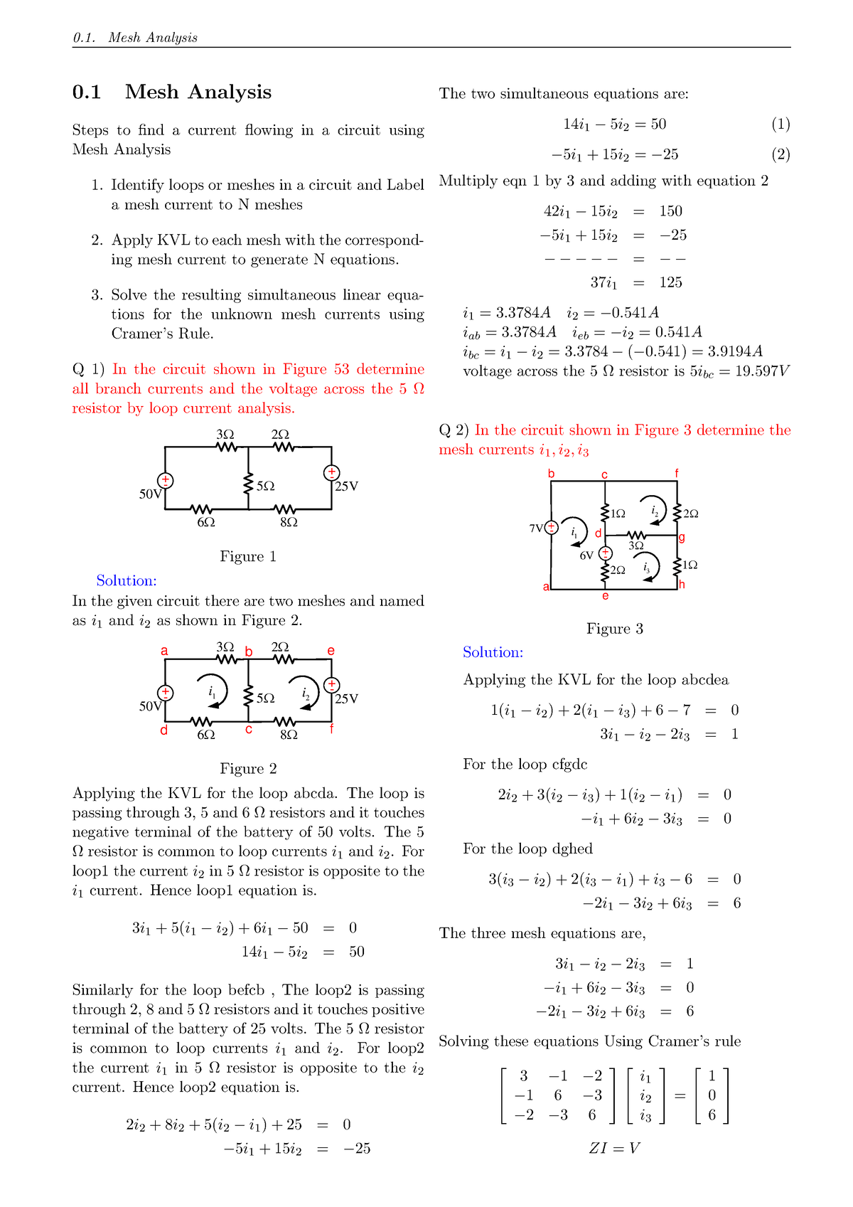 Mesh and nodal Analysis-1 - 0 Mesh Analysis Steps to find a current ...