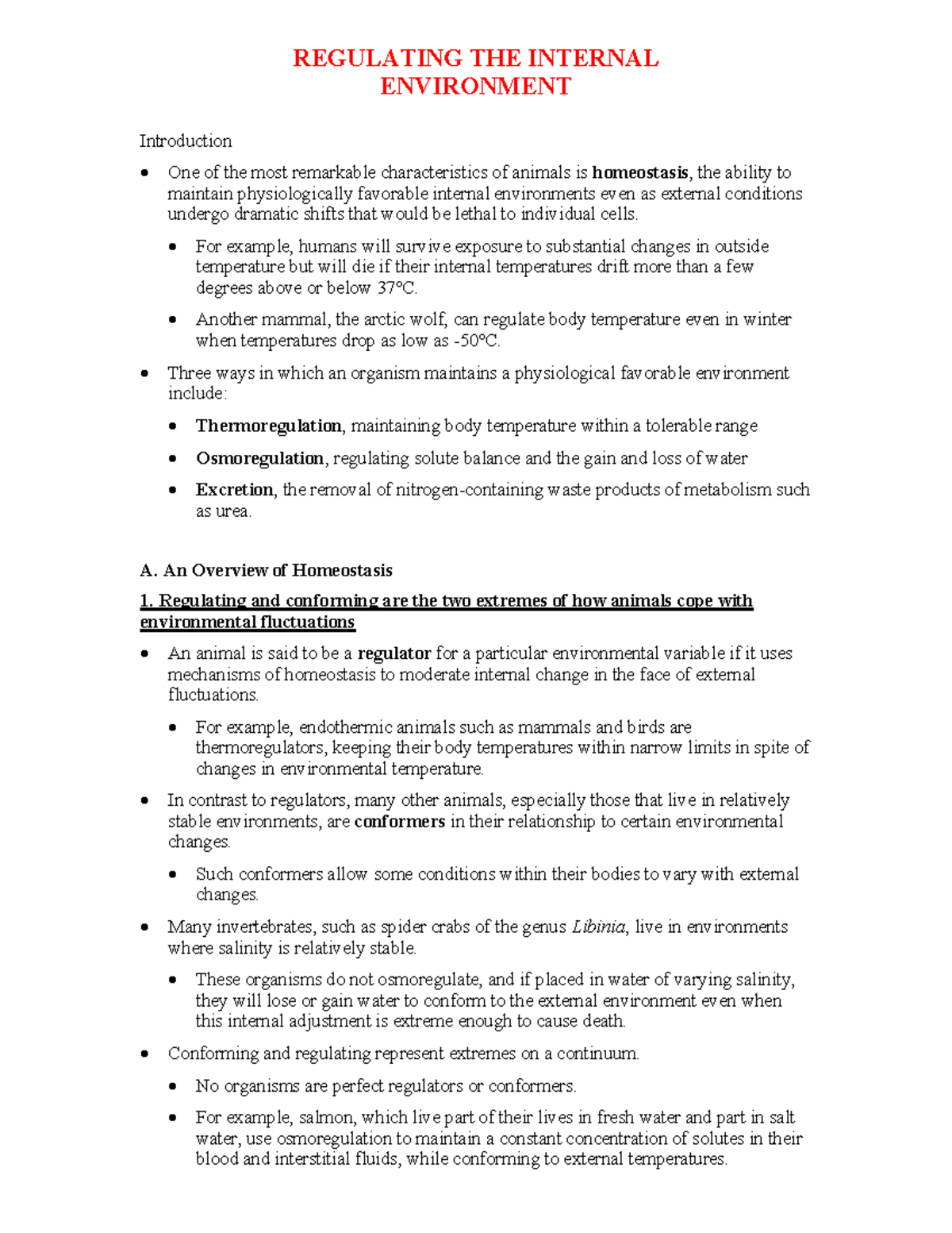 Regulating the Internal Environment - REGULATING THE INTERNAL ...