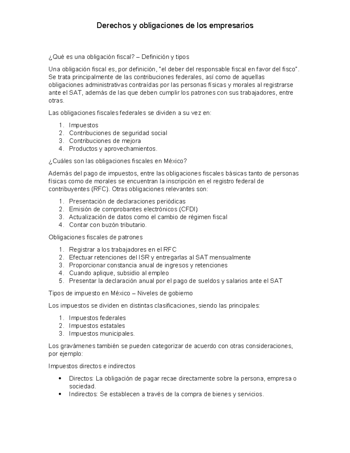 Derechos y obligaciones de los empresarios - ¿Qué es una obligación ...