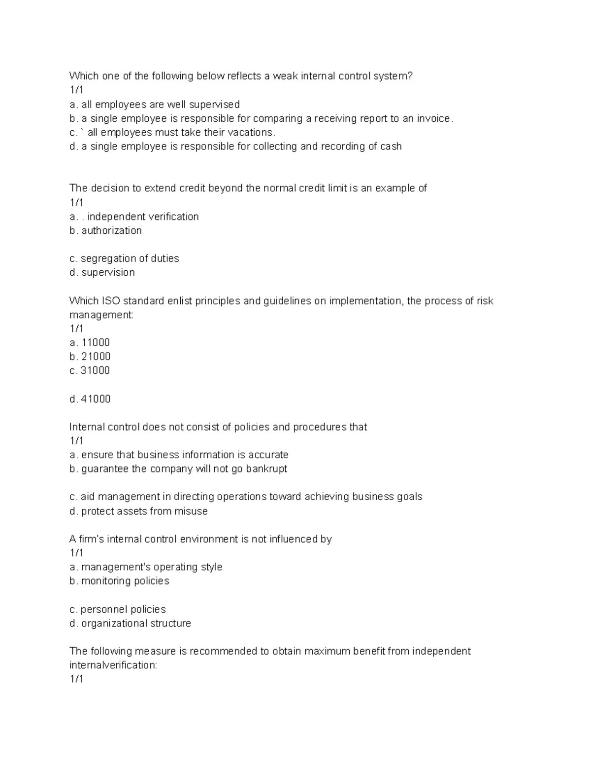 Exam - Accounting examination - Which one of the following below ...