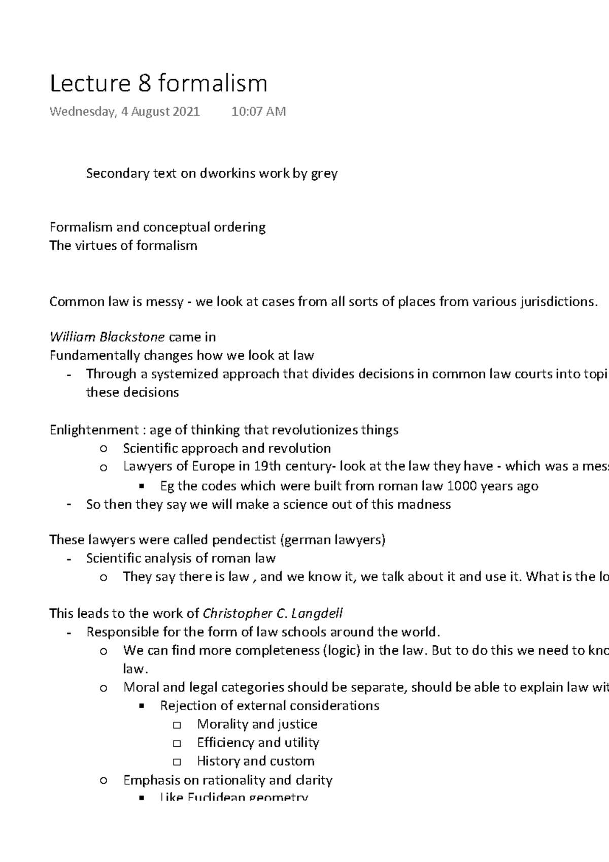 Lecture 8 formalism - Secondary text on dworkins work by grey Formalism ...