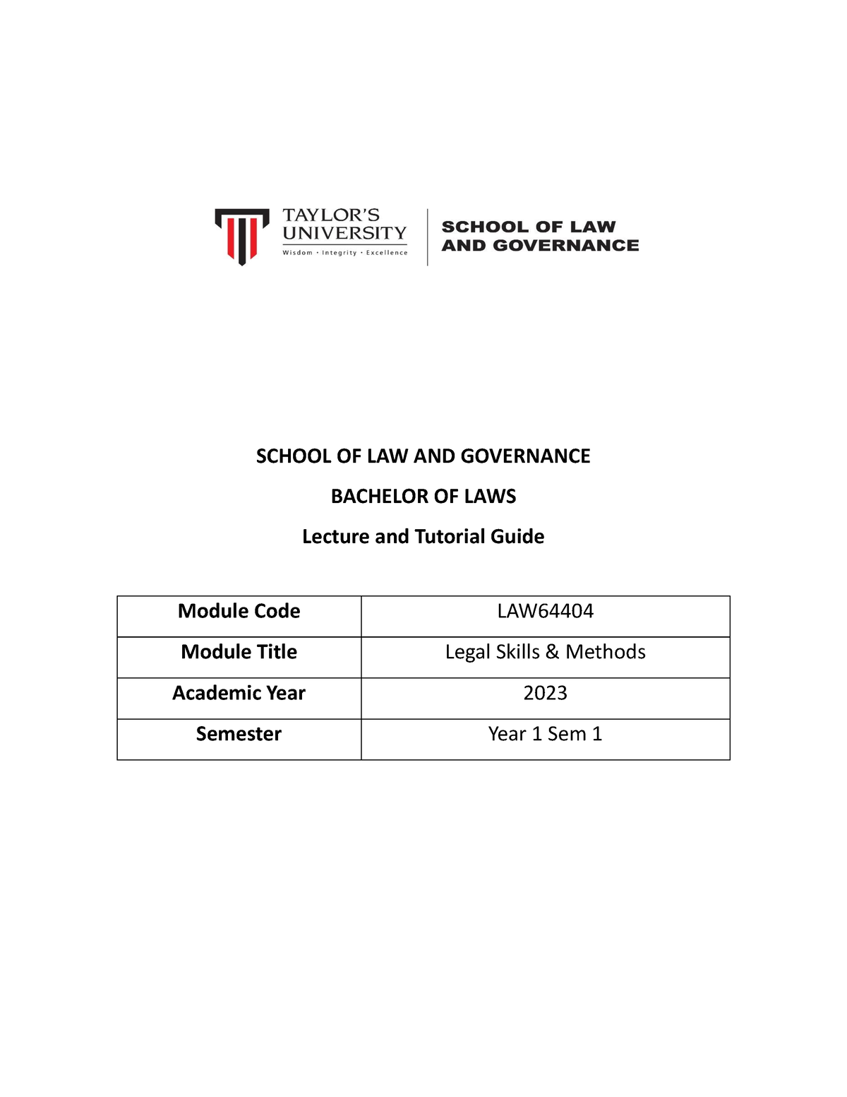 Lecture Outline And Tutorial Guide 2023 SCHOOL OF LAW AND GOVERNANCE   Thumb 1200 1553 