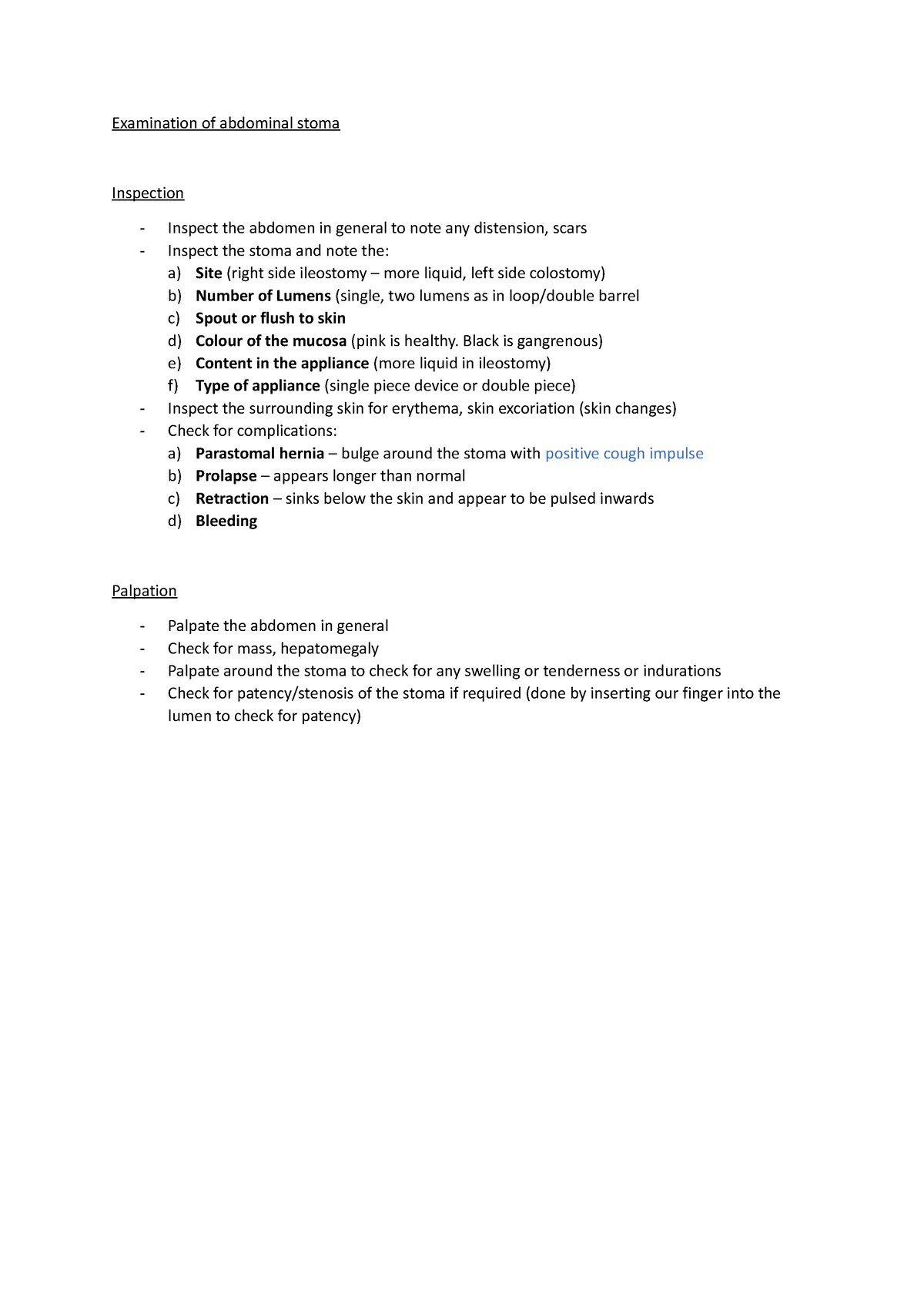 Examination of Abdominal Stoma - Examination of abdominal stoma ...