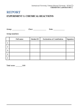 RP 1 group 3 - RP 1 - CHEMISTRY LABORATORY REPORT EXPERIMENT 1 ...