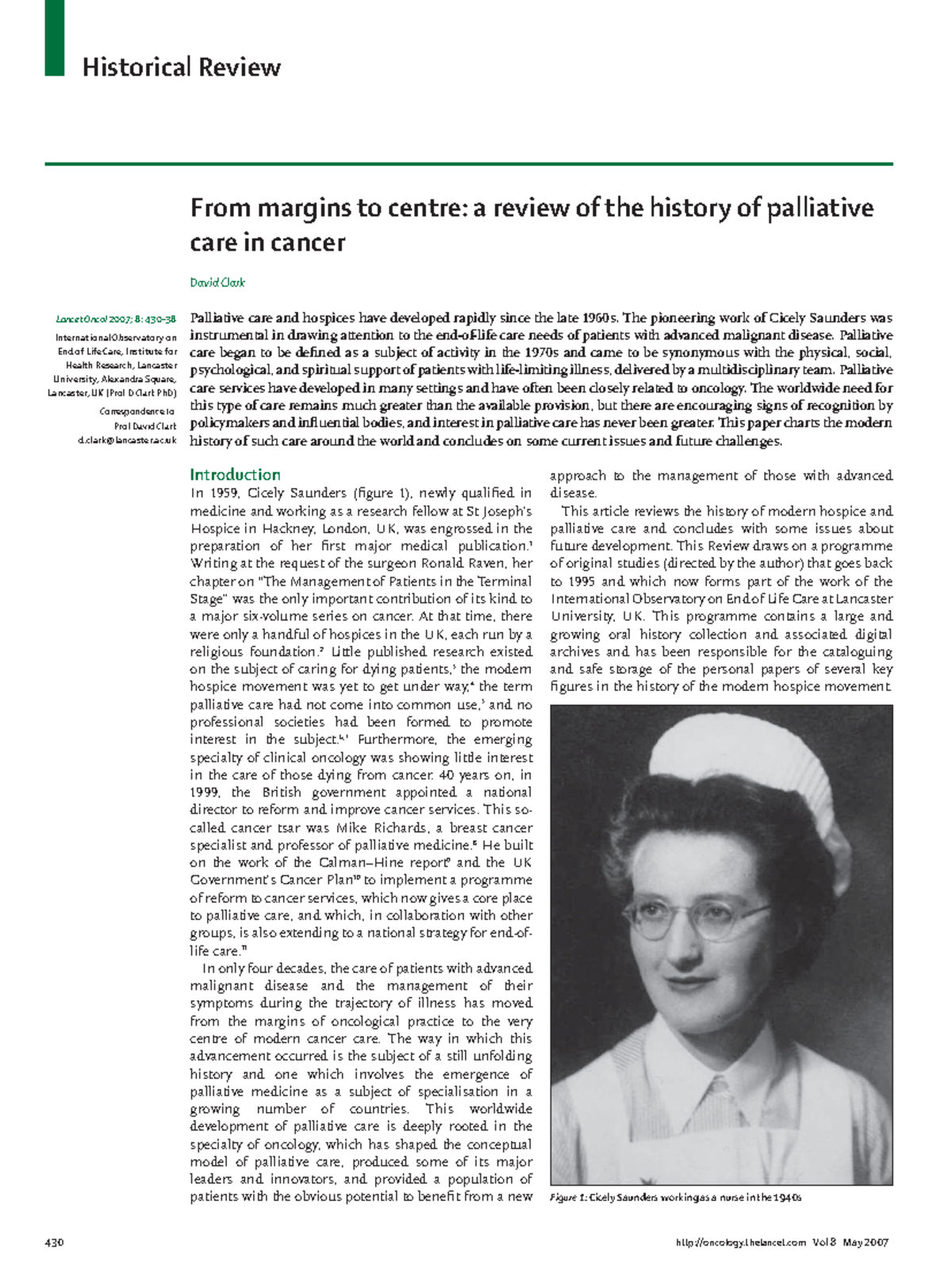 History+of+Pallaitive+care - From margins to centre: a review of the ...