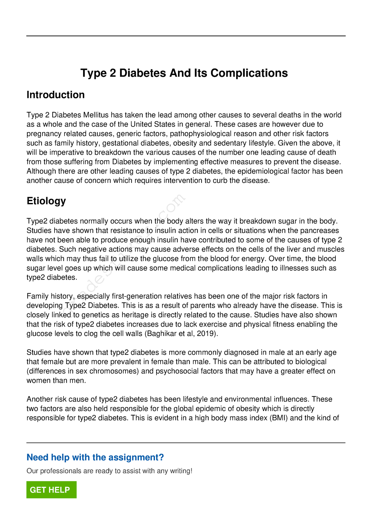 type 2 diabetes thesis topics