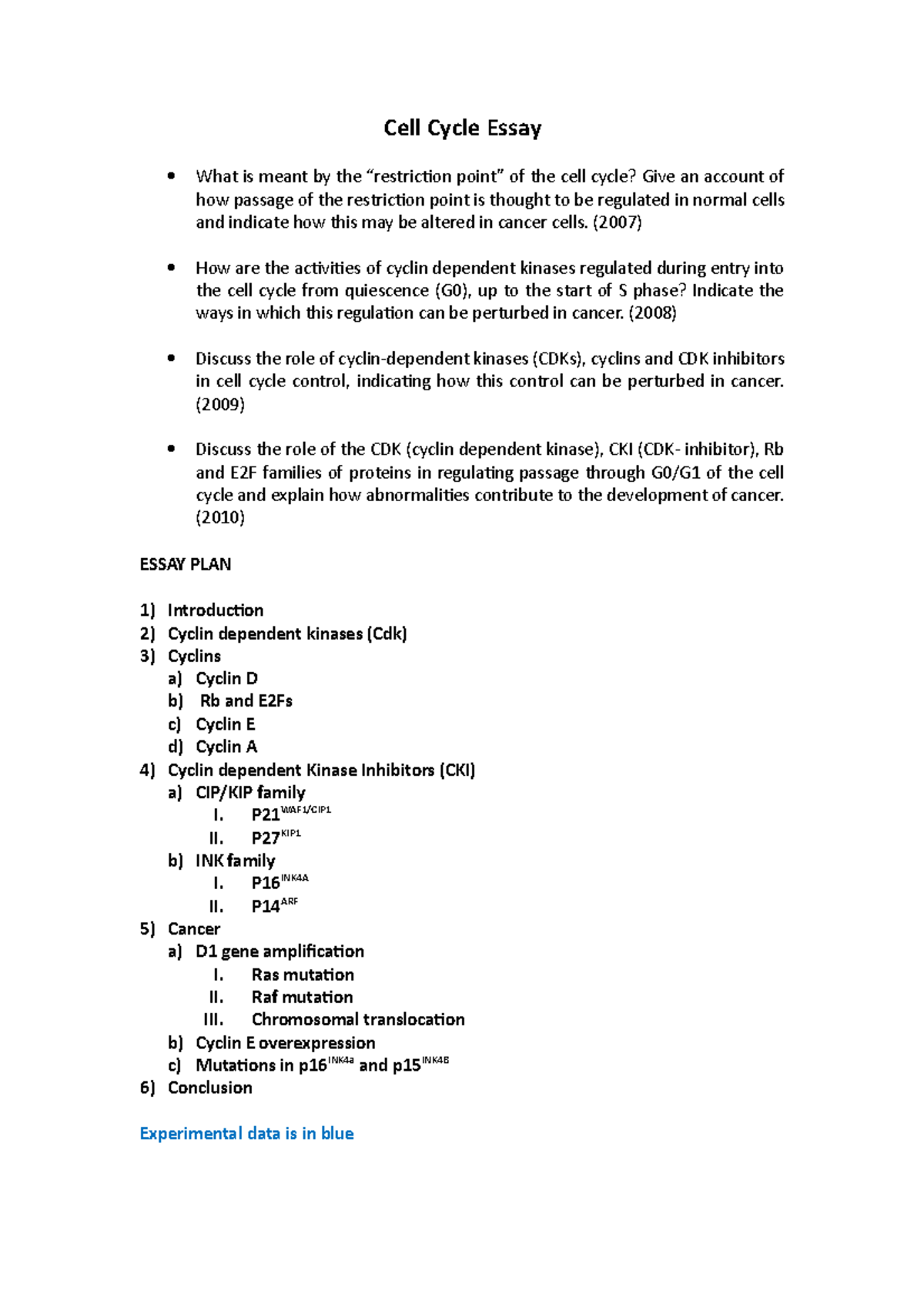 CELL Cycle - Concise lecture notes from various resources (lecture ...