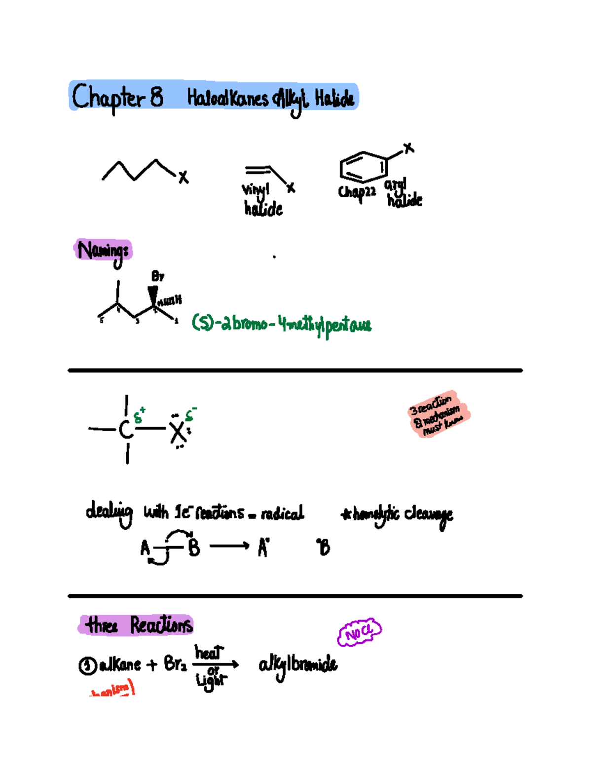 Chapter 8 - lecture note ziback - Chapter 8 Haloalkanes Alkyl Halide Nx ...