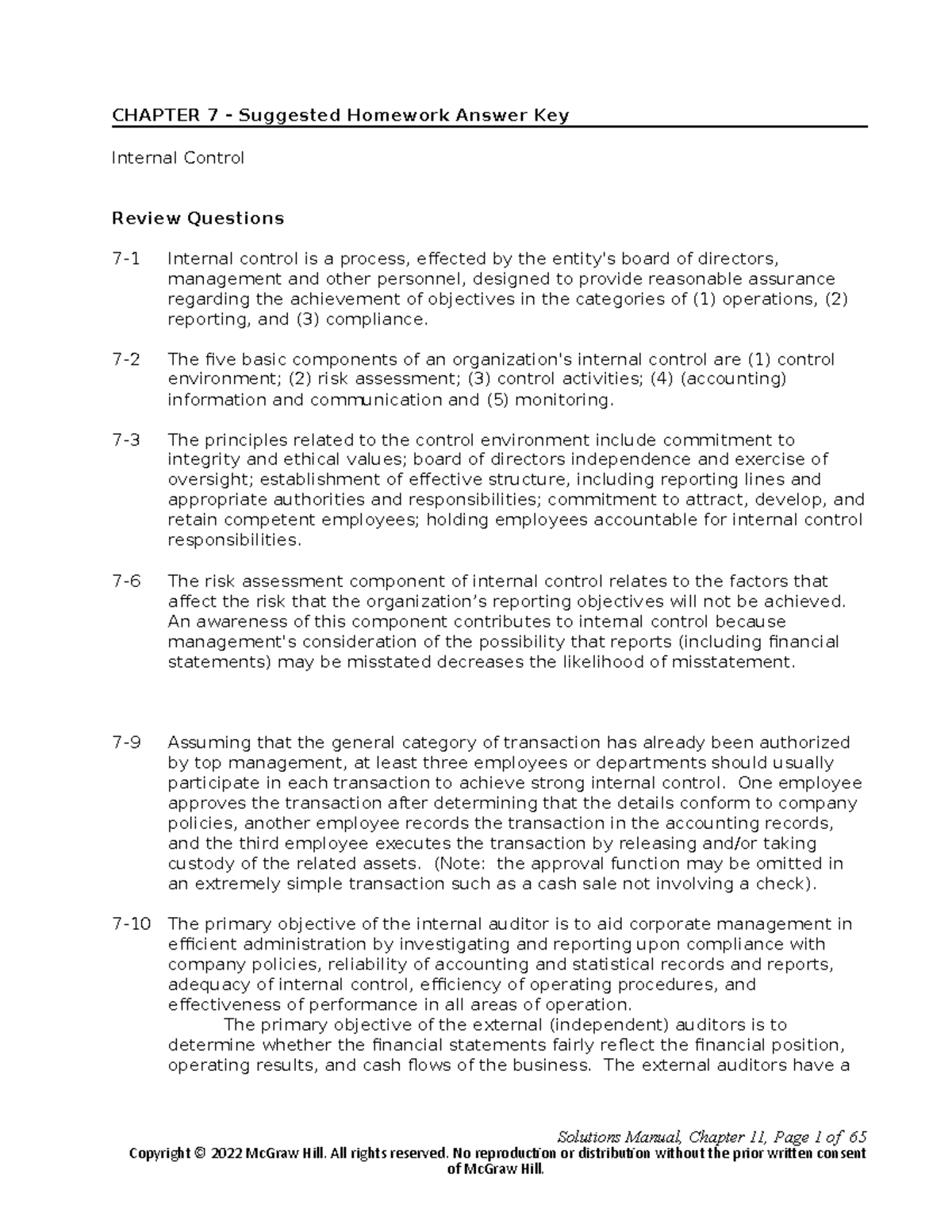 chapter 7 homework answer key