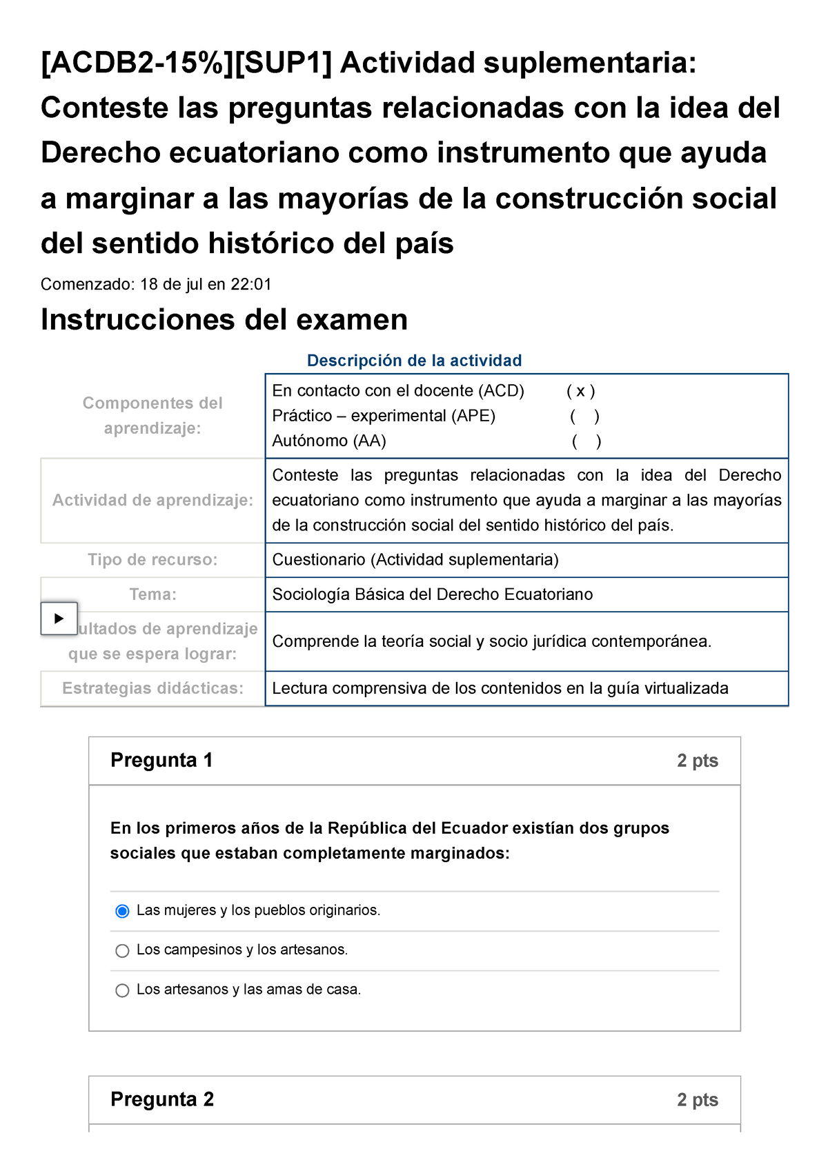 Examen Acdb Sup Actividad Suplementaria Conteste Las