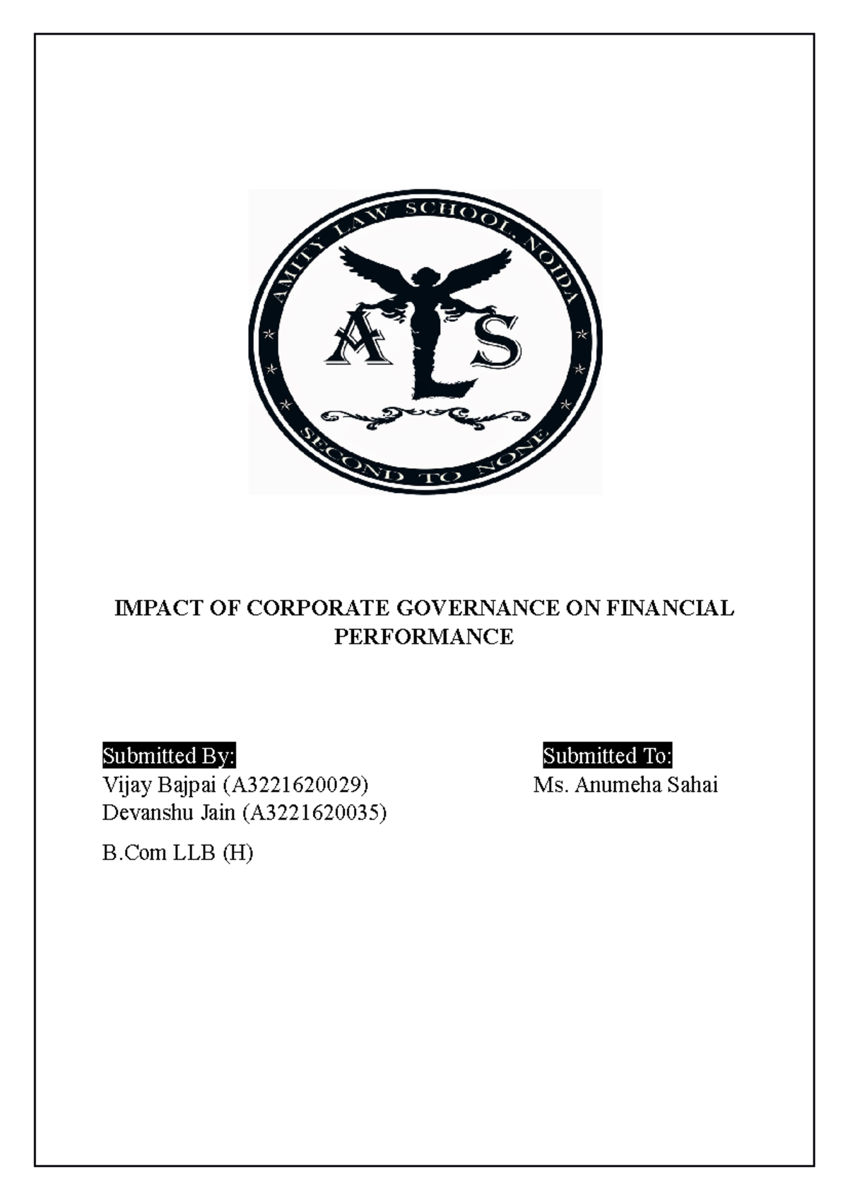 Impact OF Corporate Governance ON Financial Performance - IMPACT OF ...