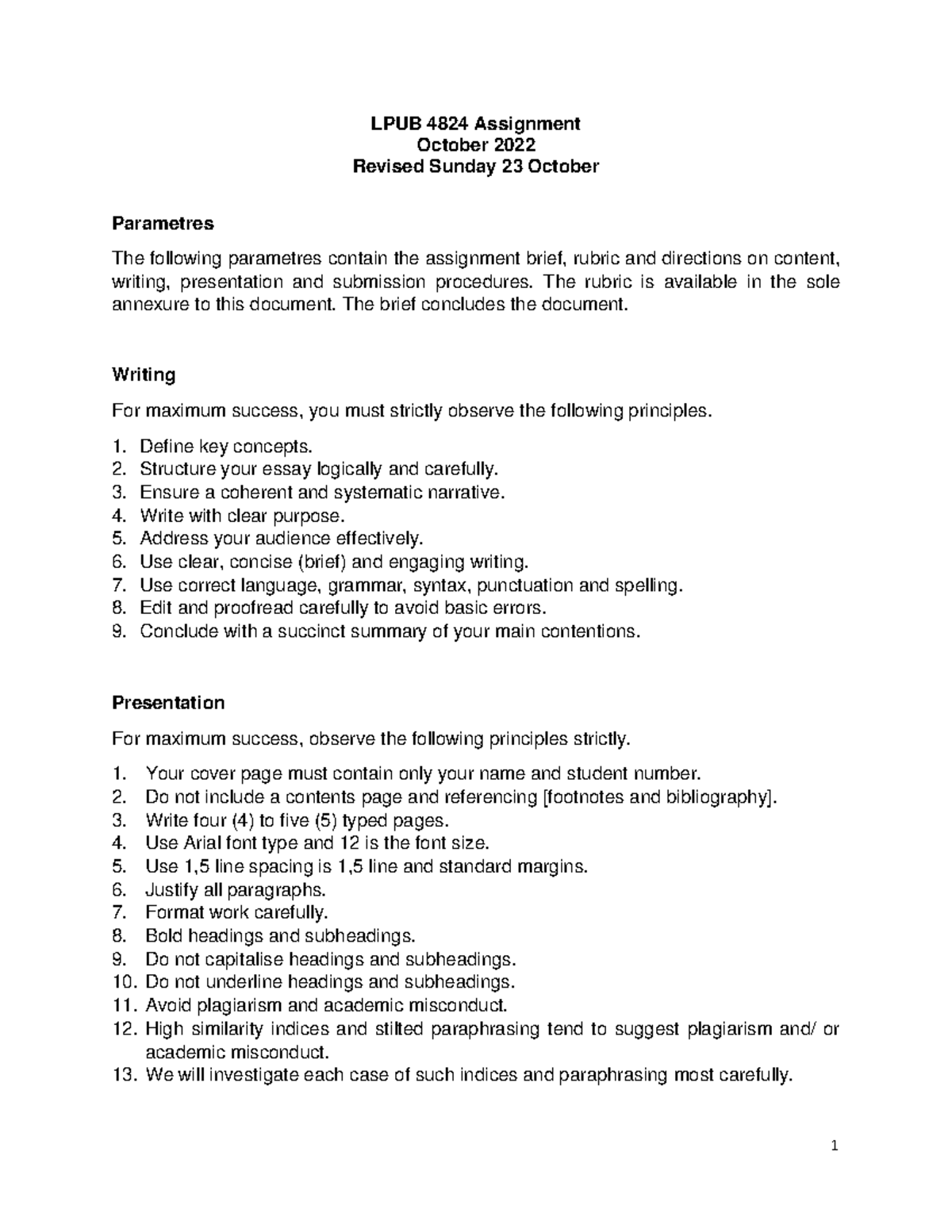 221023 LPUB4824 assignment - Revised FV (002) - 1 LPUB 4824 Assignment ...