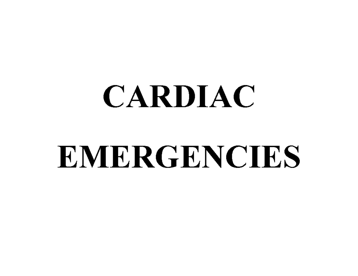 Cardiac Emergencies - JASMINE OUSEPH - CARDIAC EMERGENCIES PERFORMA FOR ...