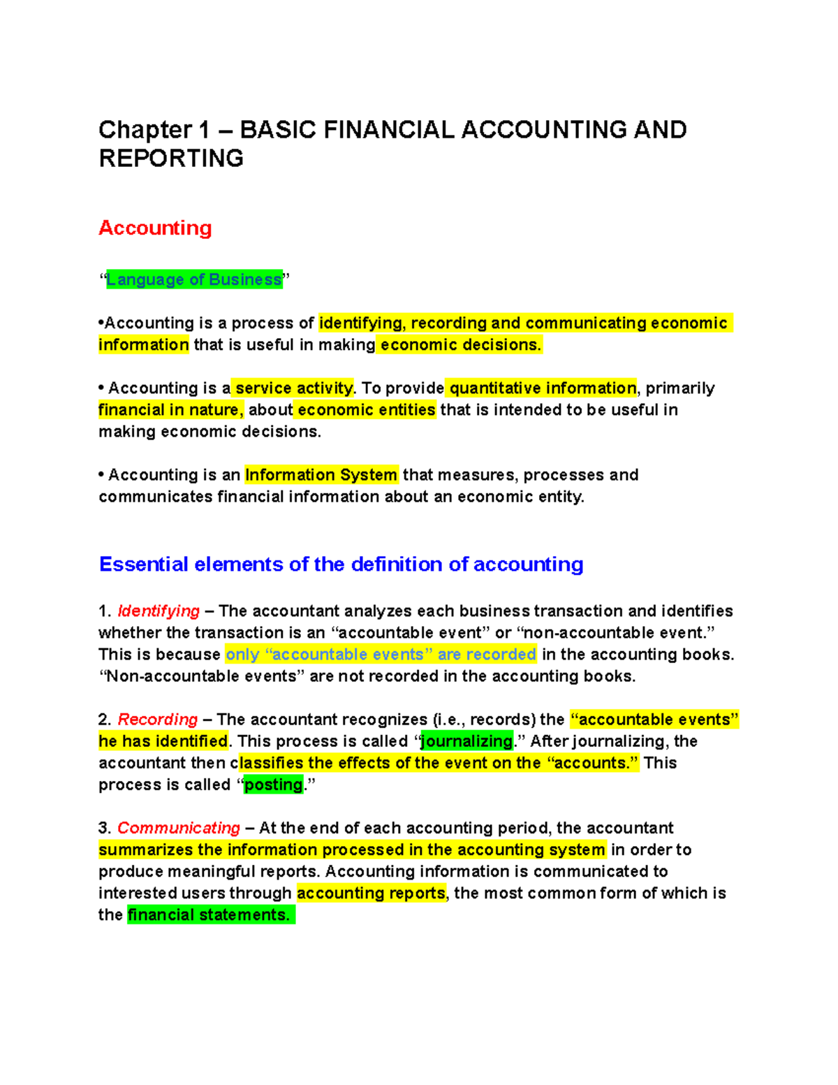 BFAR - Basic Financial Accounting And Reporting. - Chapter 1 – BASIC ...