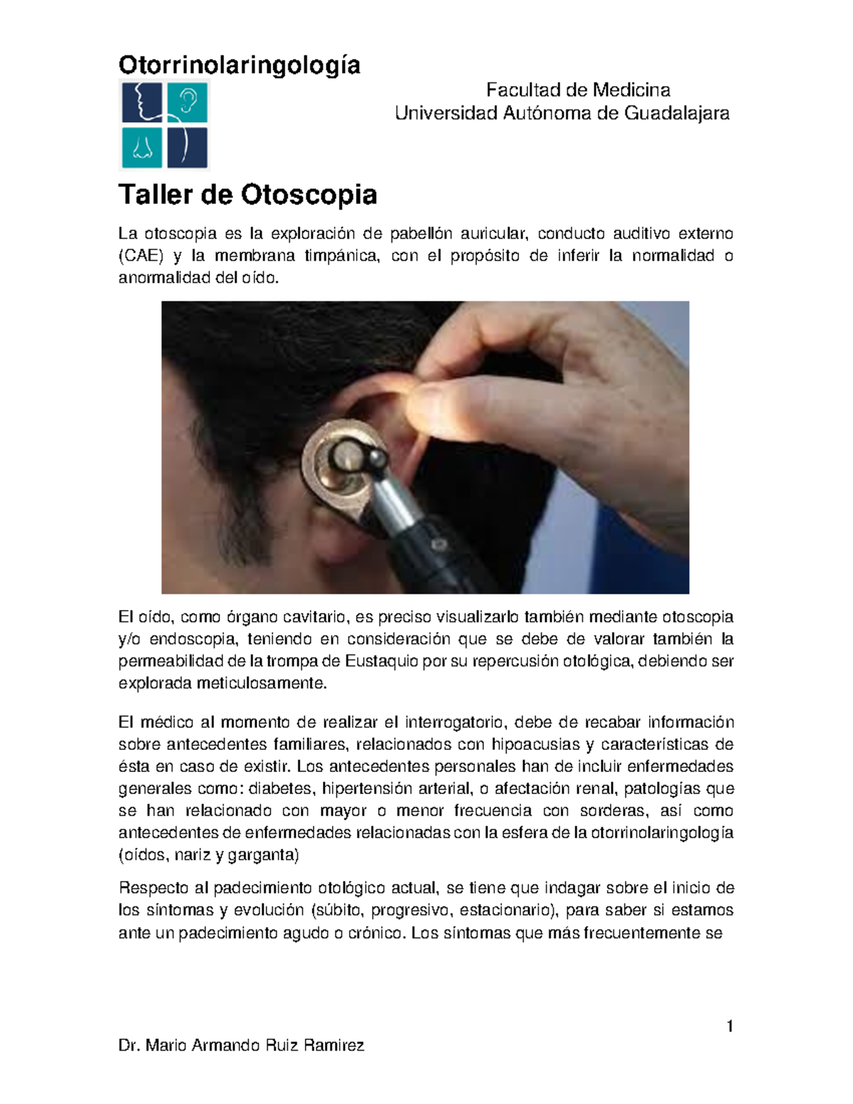 Taller Otoscopia - Facultad de Medicina Universidad Autónoma de ...