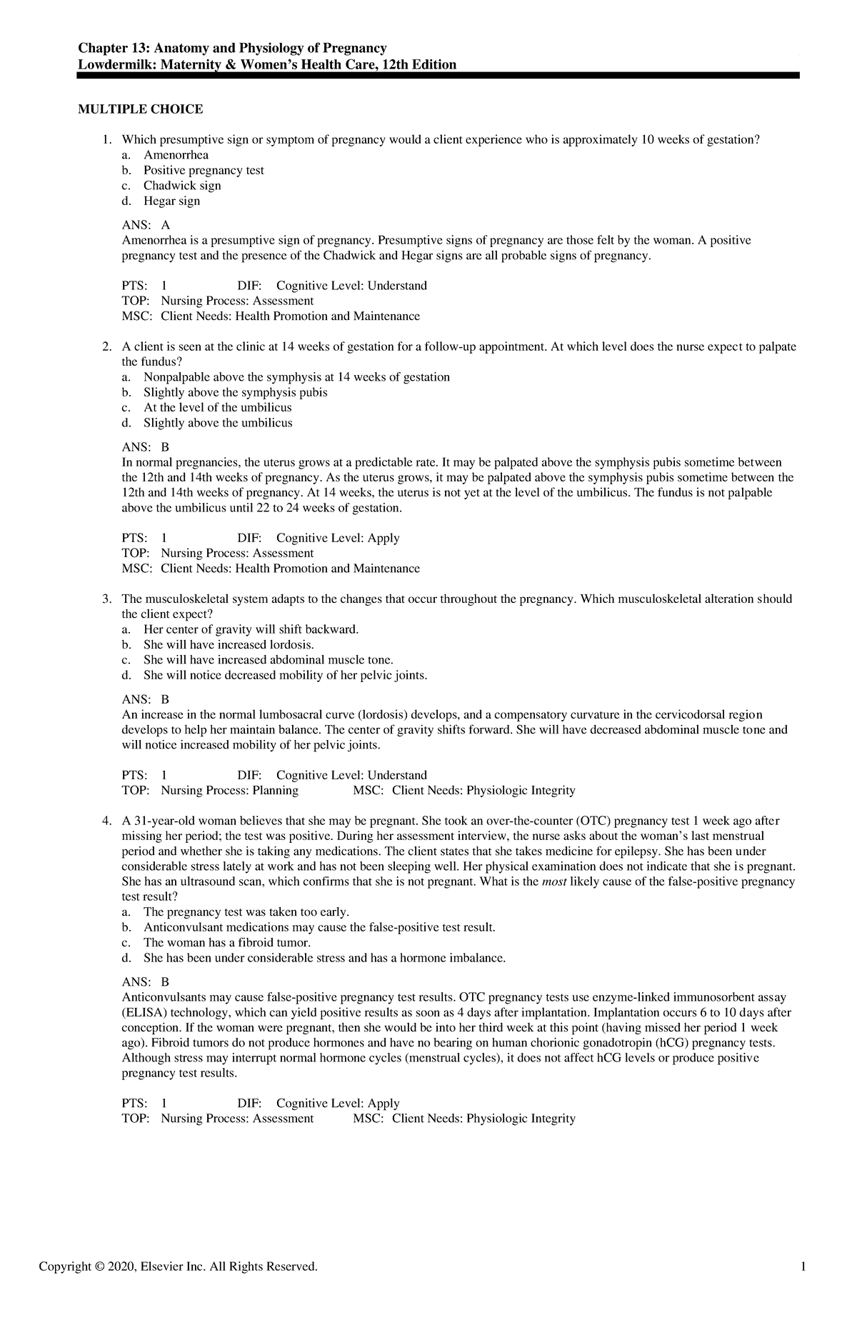 Exam View - Chapter 13 - Test Bank- Womens Health - Chapter 13: Anatomy ...