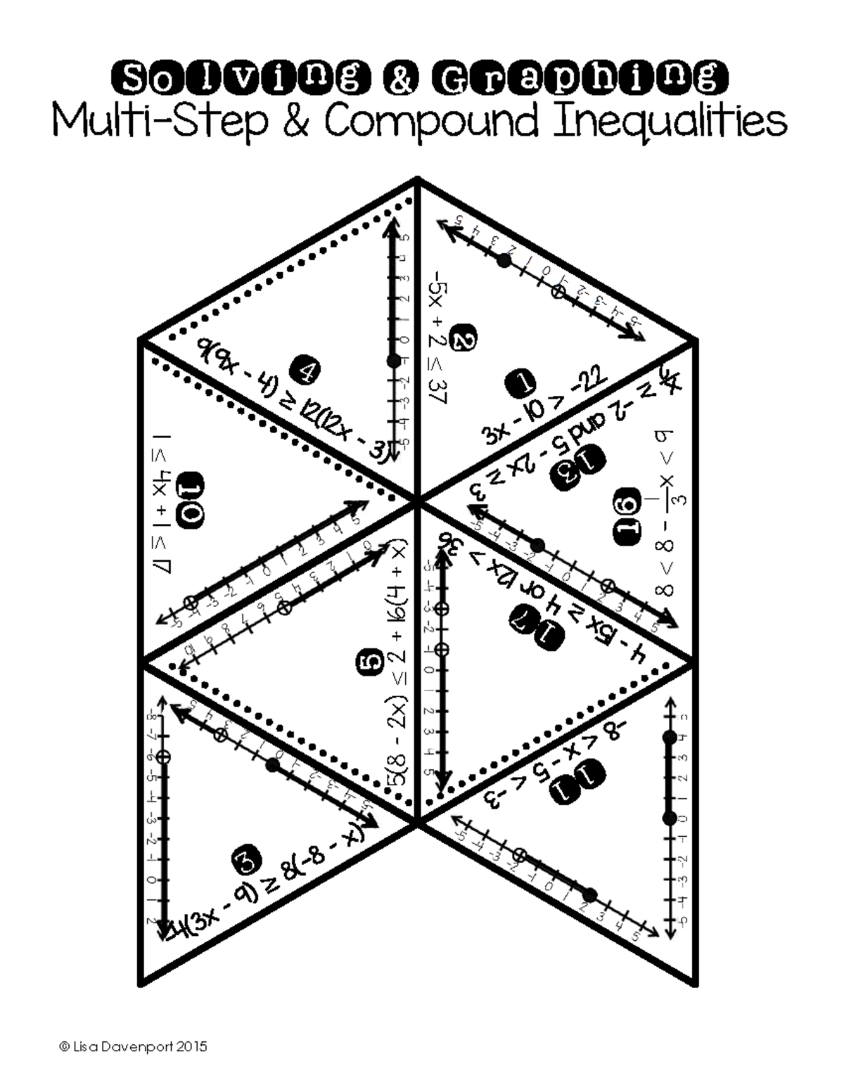 Multi Step Compound Inequalities Algebra 1Puzzle-1 - Solving & Graphing ...
