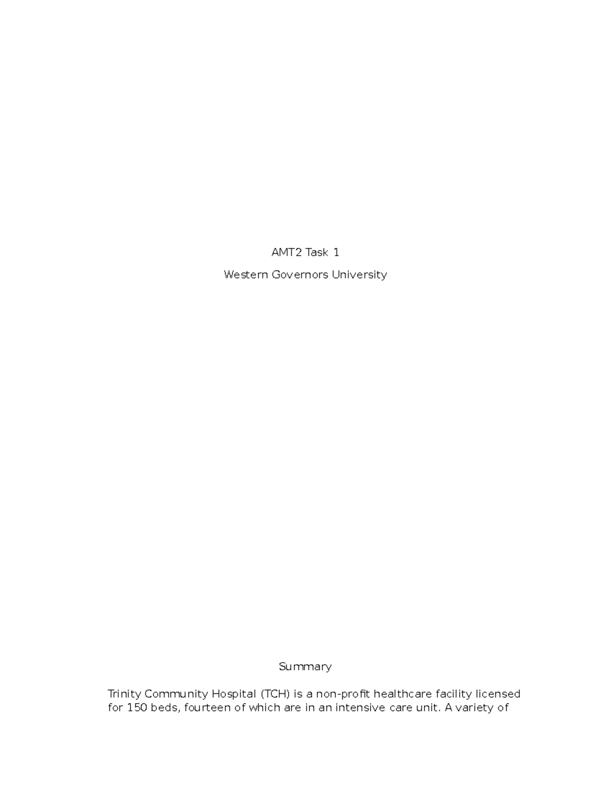 AMT2 Task 1 052024 Passed first attempt - AMT2 Task 1 Western Governors ...