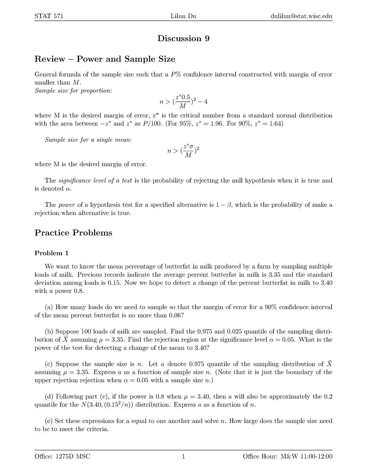 Statistical Inference Notes - Discussion 9 Review – Power And Sample ...