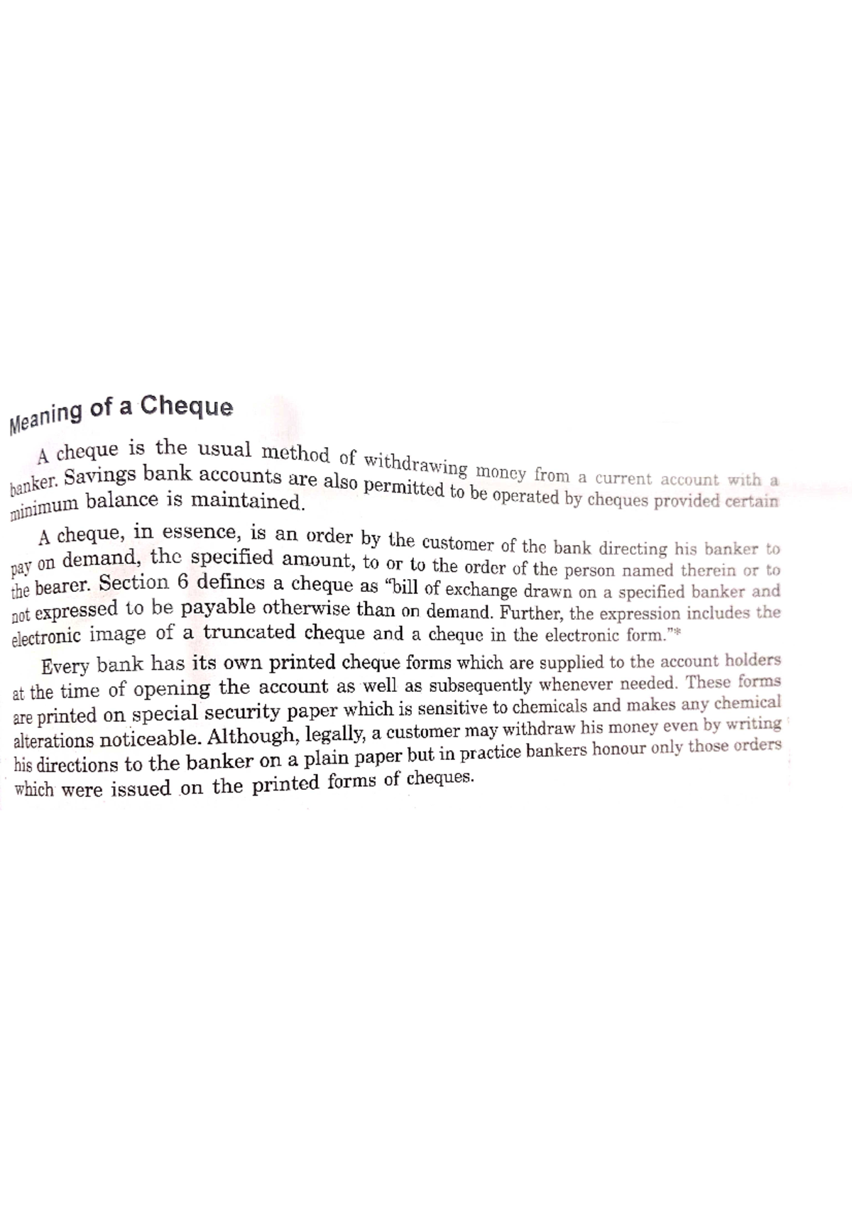 Cheque- Notes - MBA - Studocu