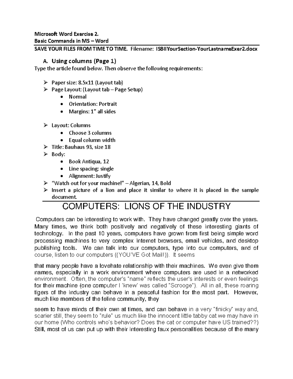 Word Exercise 2 Instructions - ISB11C 1ST SEM 2020- September 2020 ...