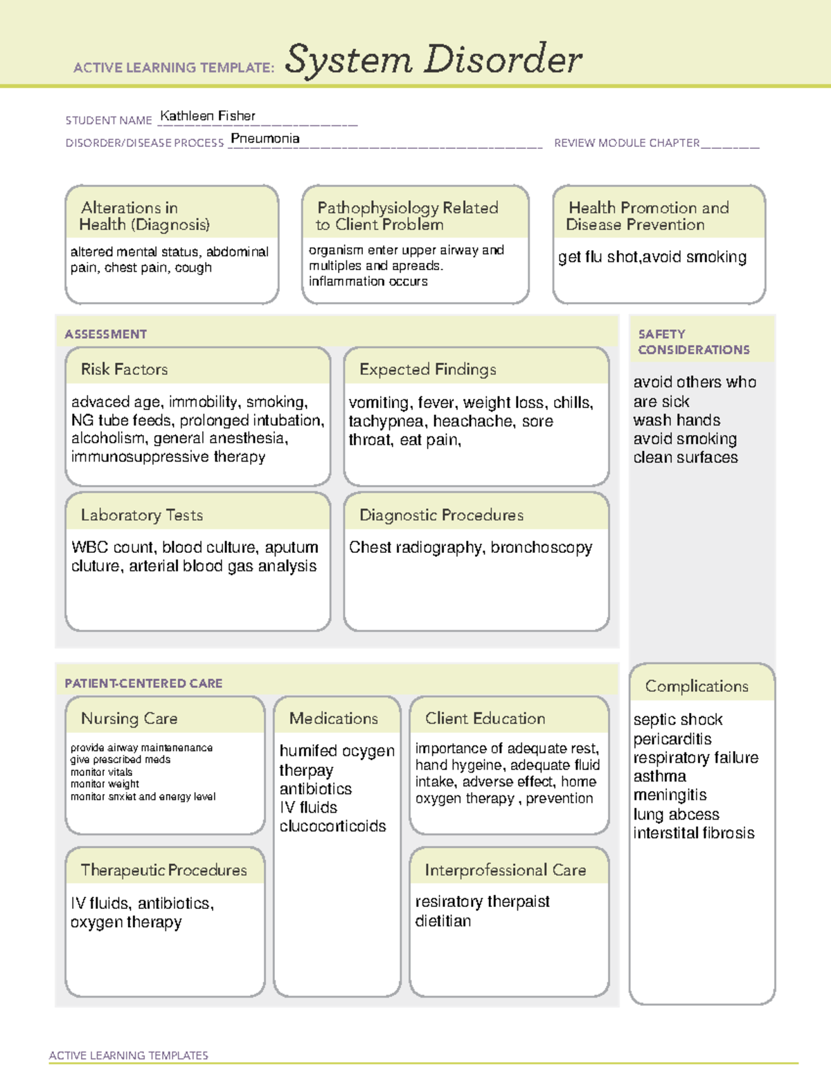 Ati System Disorder Template Asthma