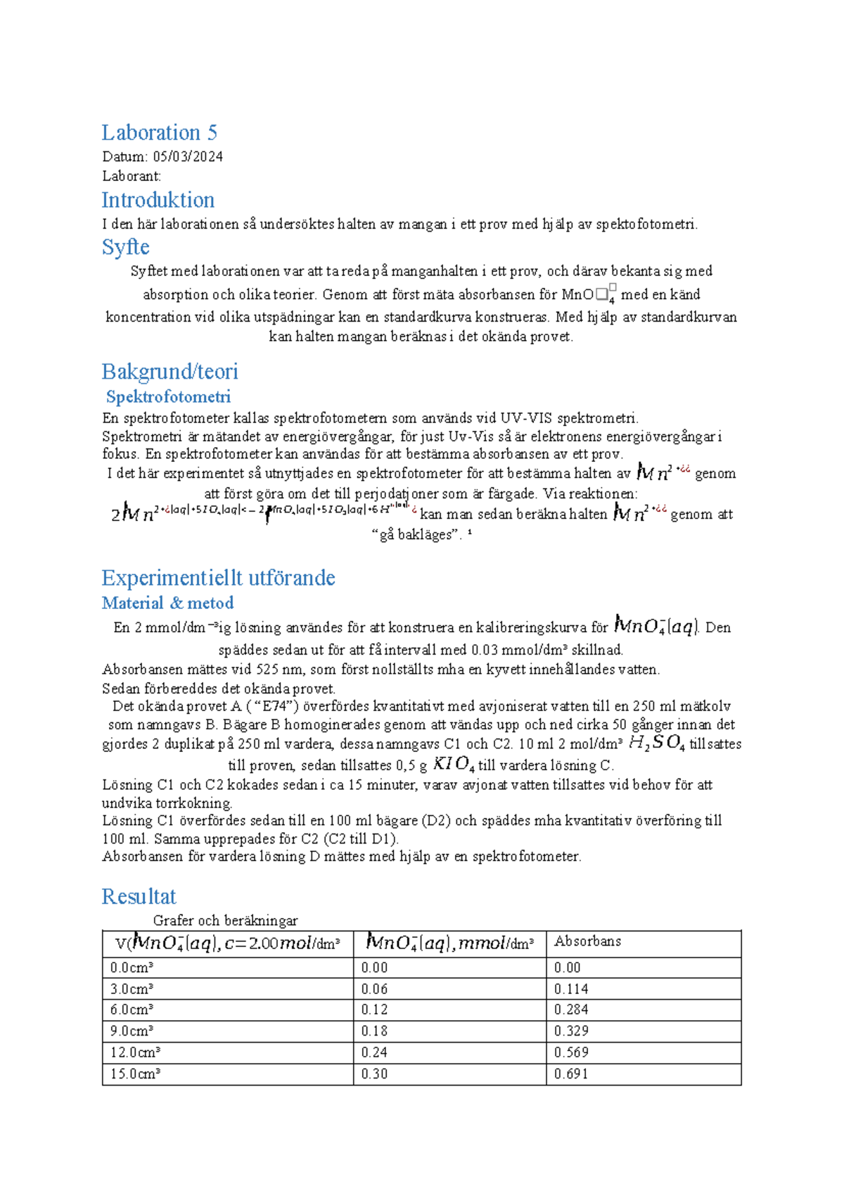 Lab 5 Struktur Delen - Laboration 5 Datum: 05/03/ Laborant ...