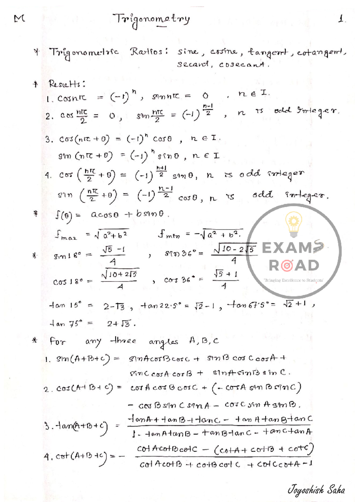 M Trigonometry All Mathematics Ii Studocu