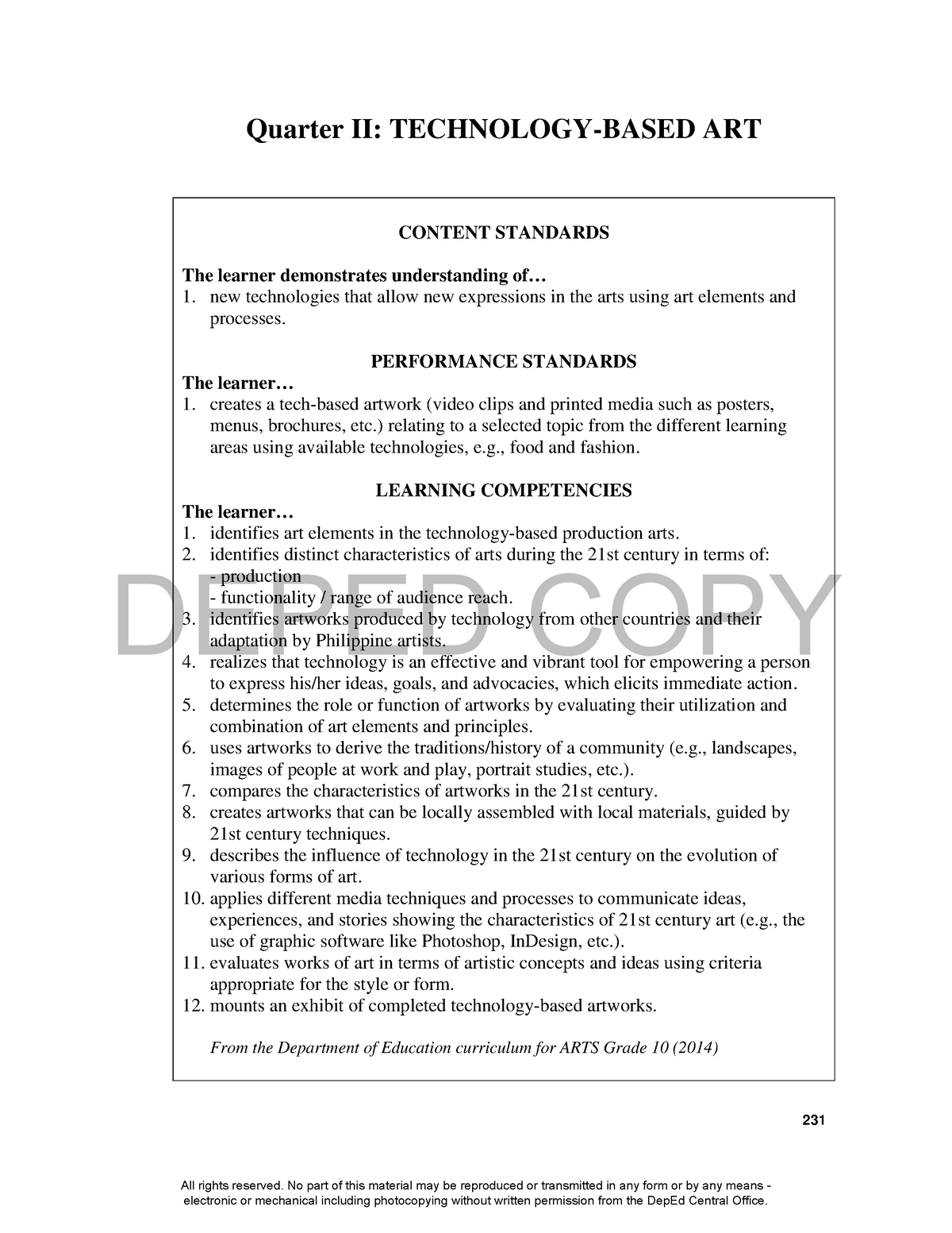 Arts Grade 10 Module 2 - Notes Notesssss - DEPED COPY 231 Quarter II ...