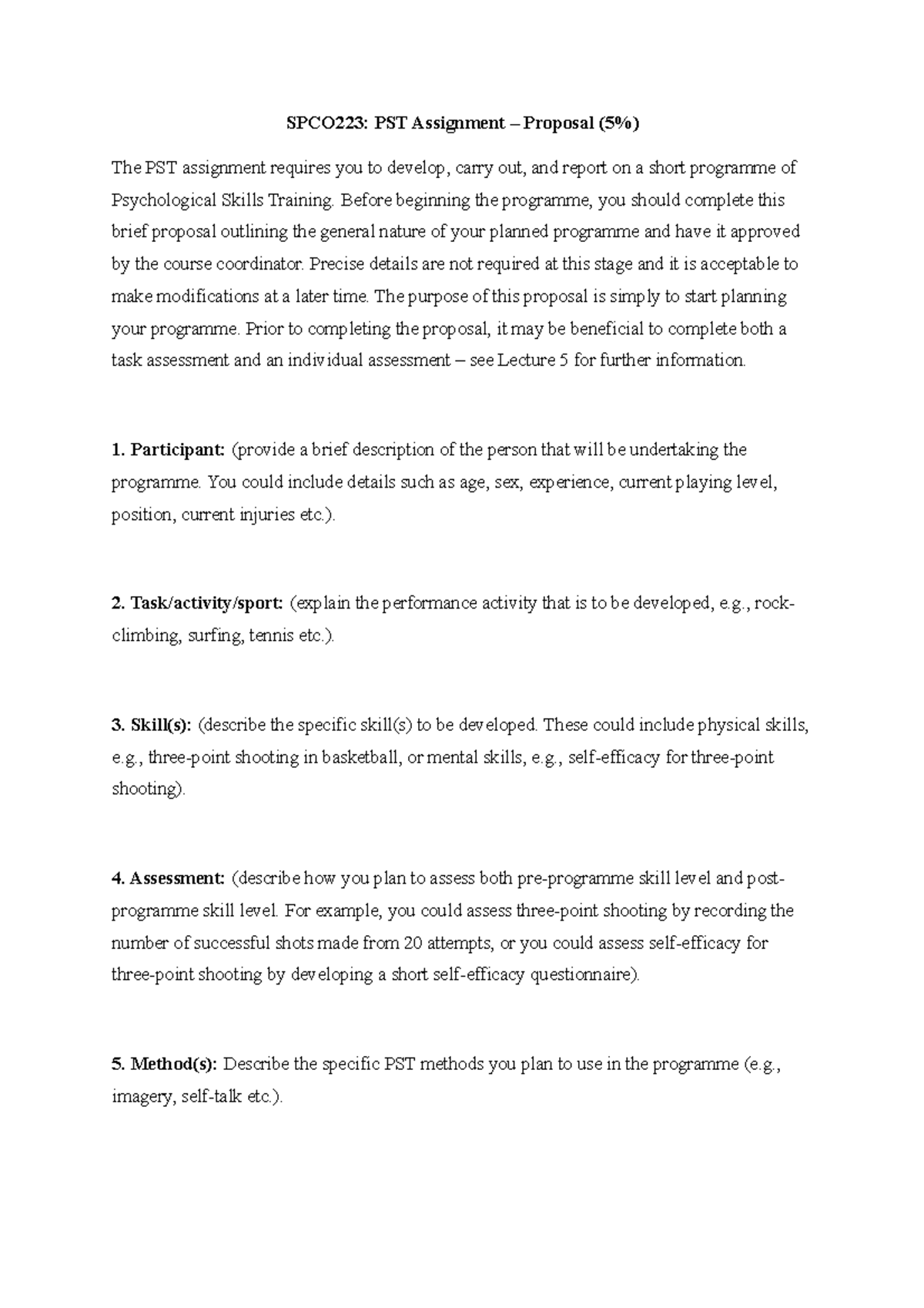 PST Proposal Template - Word - SPCO223: PST Assignment Proposal The PST ...