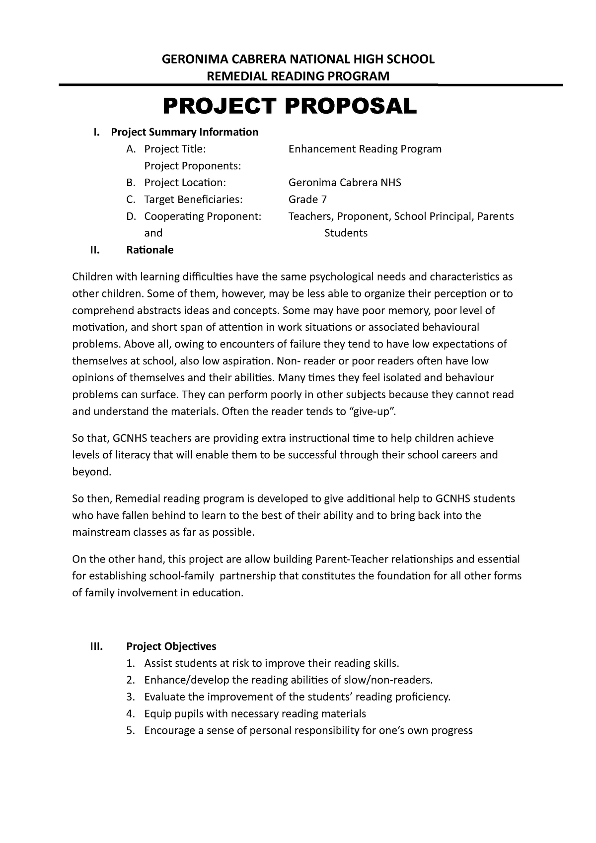 research proposal on reading skills pdf