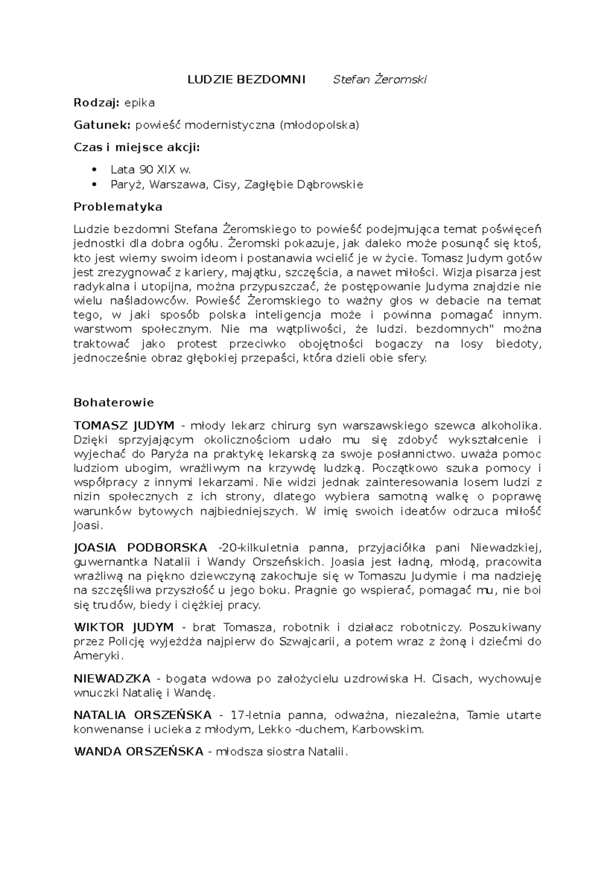 Ludzie bezdomni - Pozdrowienia. - LUDZIE BEZDOMNI Stefan Żeromski
