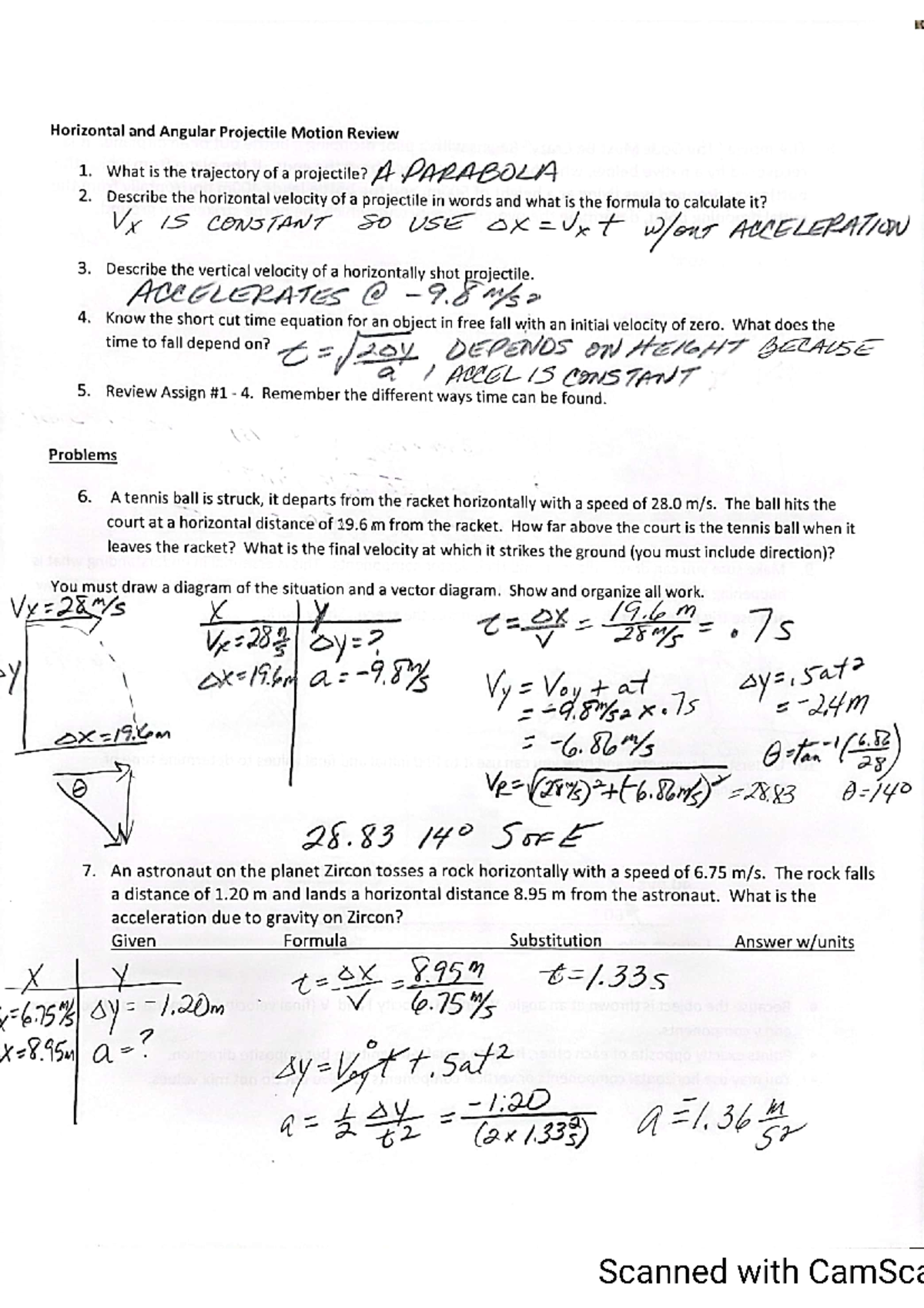 Key Projectile Test - test review that helps with slight confusion in a ...