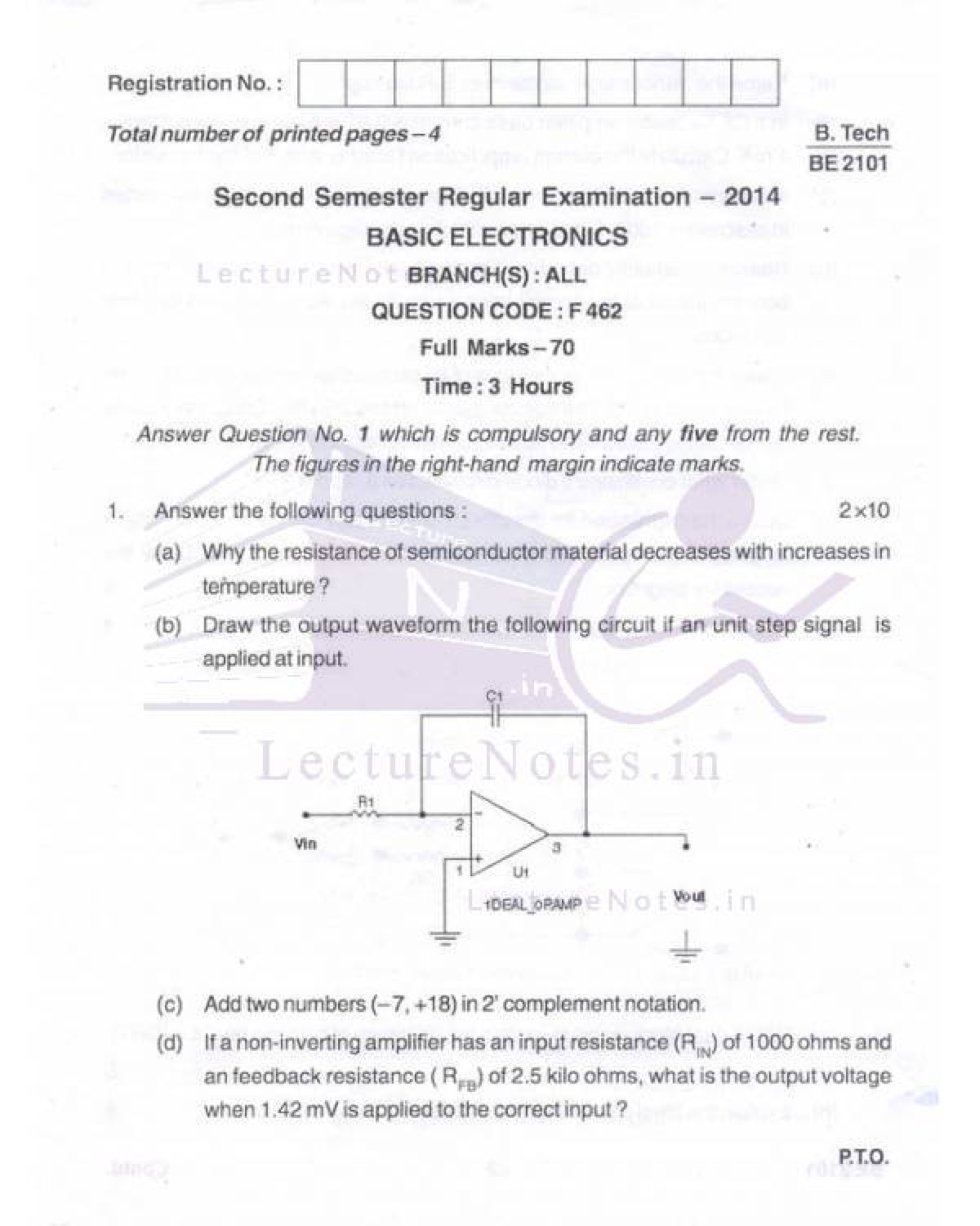 Exam Questions Basic Electronics BE BPUT 2014 2nd Seme Lecture Notes ...