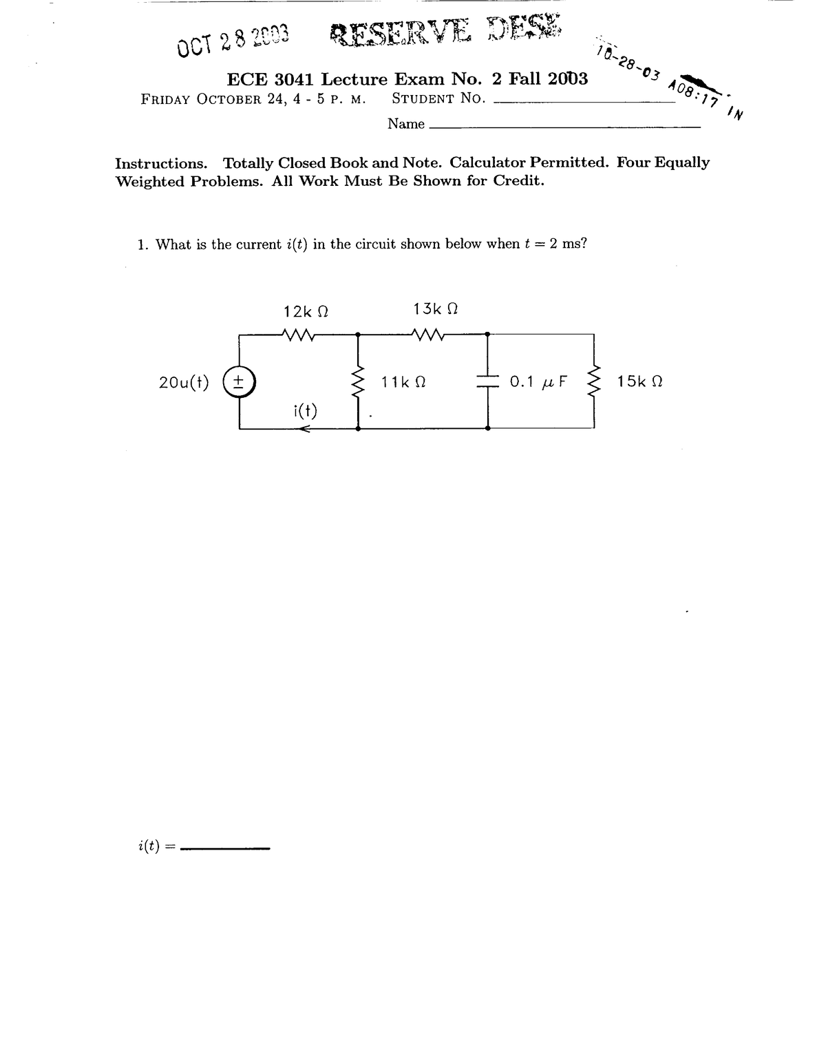 Exam2 B - Exam Practice - ECE 3041 - Studocu