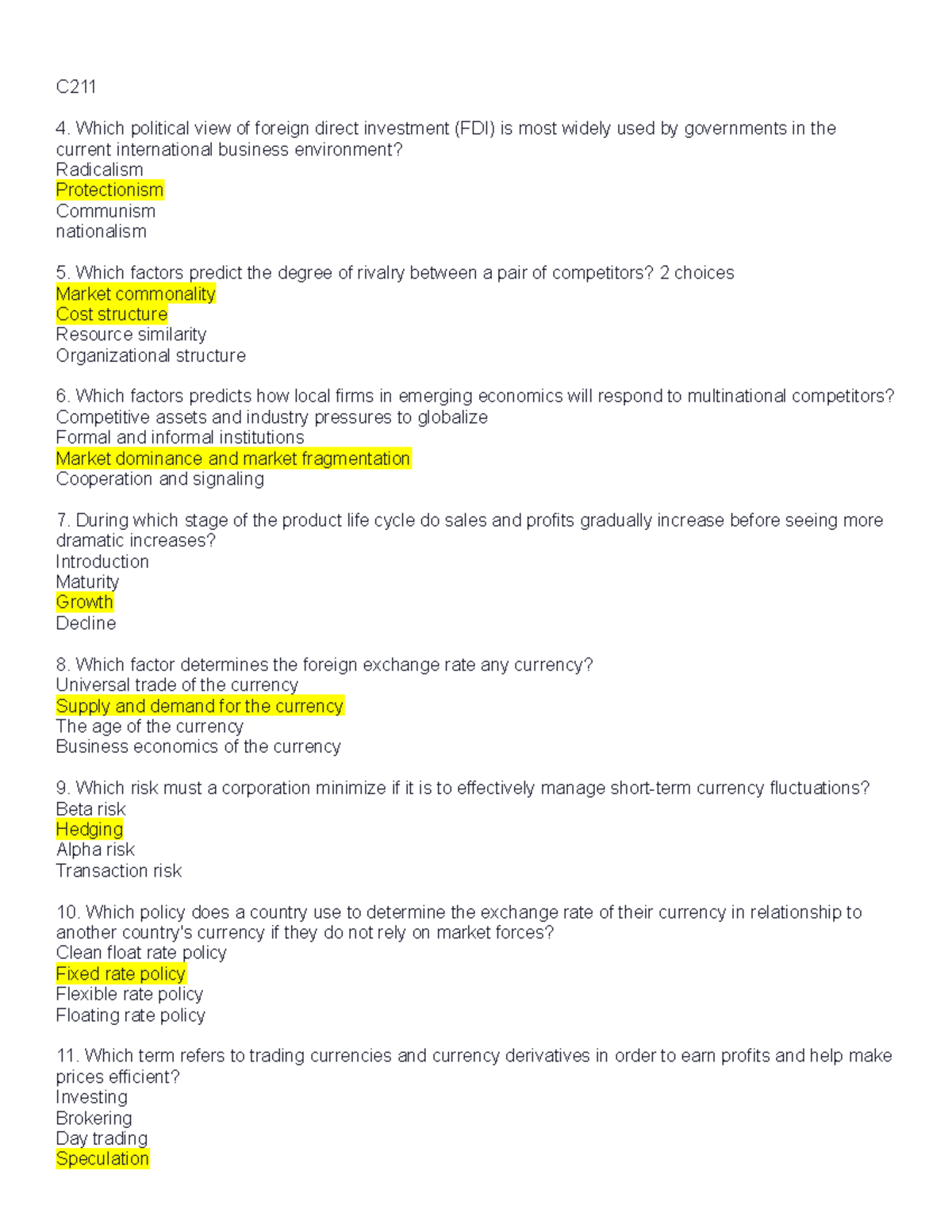 C211 OA - Partial OA - C Which political view of foreign direct ...