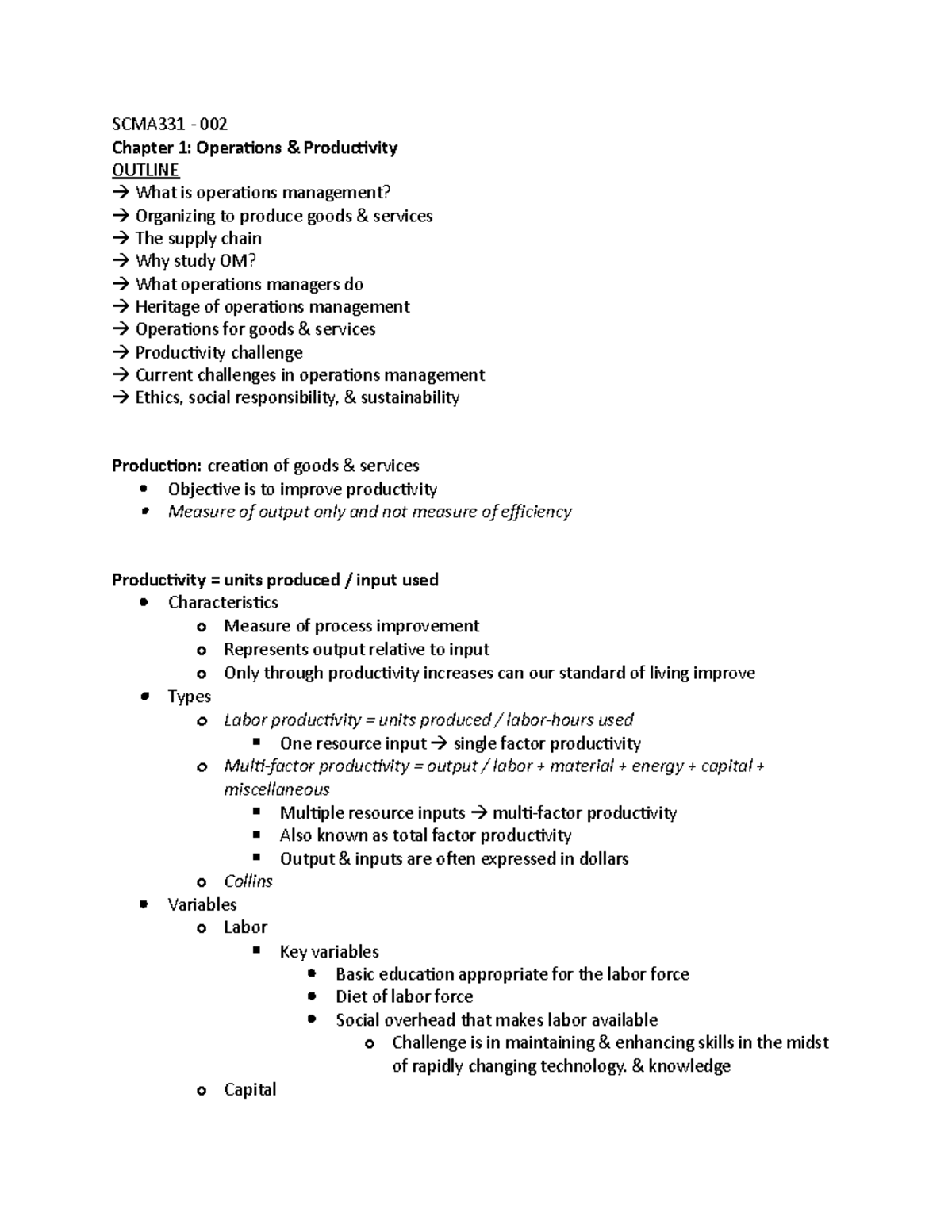 Scma 331 - Lecture Notes (chapters 1 & 2) - SCMA331 - 002 Chapter 1 ...