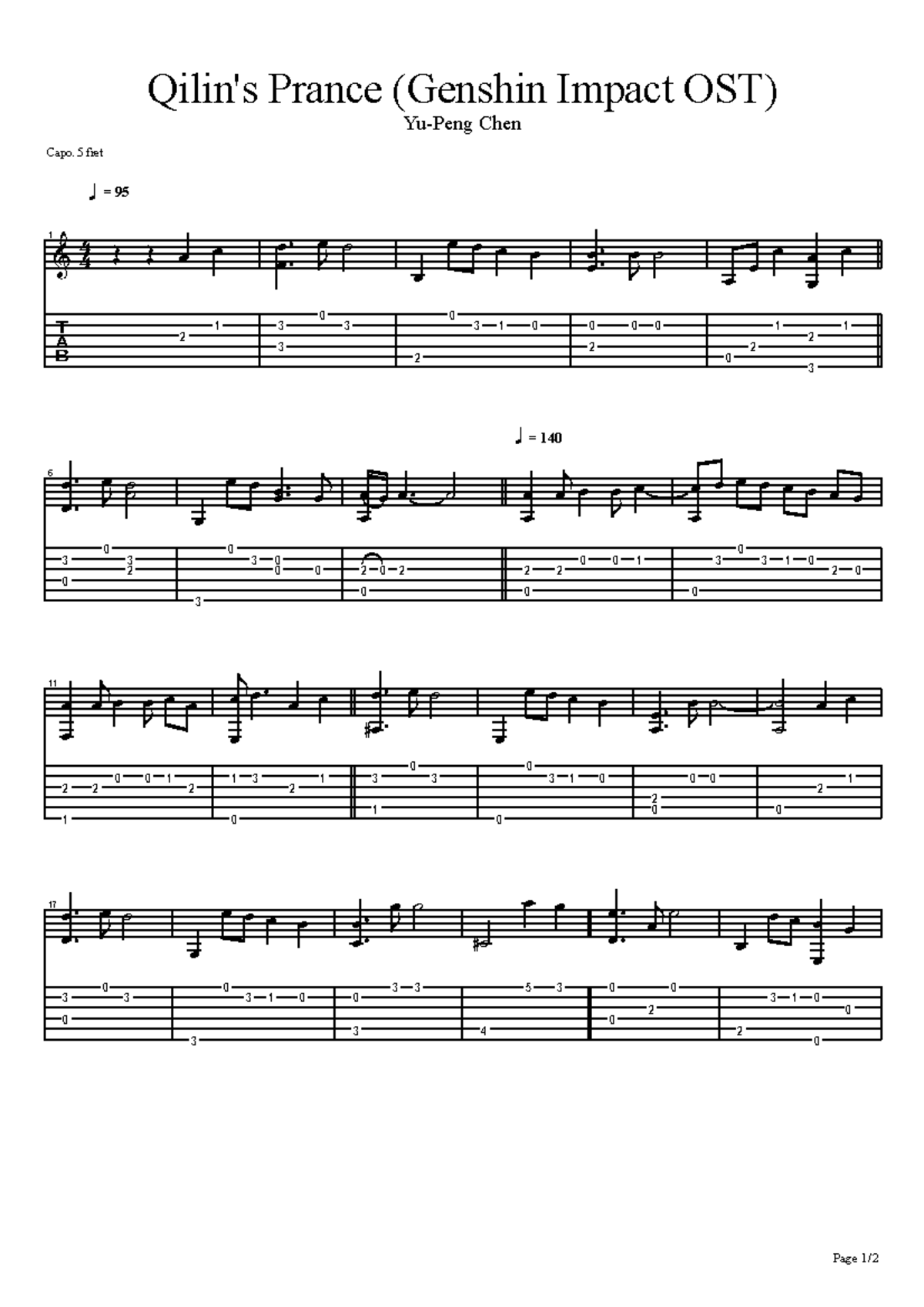 Inbound 1390335584998574181 Qilin's Prance (Genshin Impact OST) YuPeng Chen Capo. 5 fret h