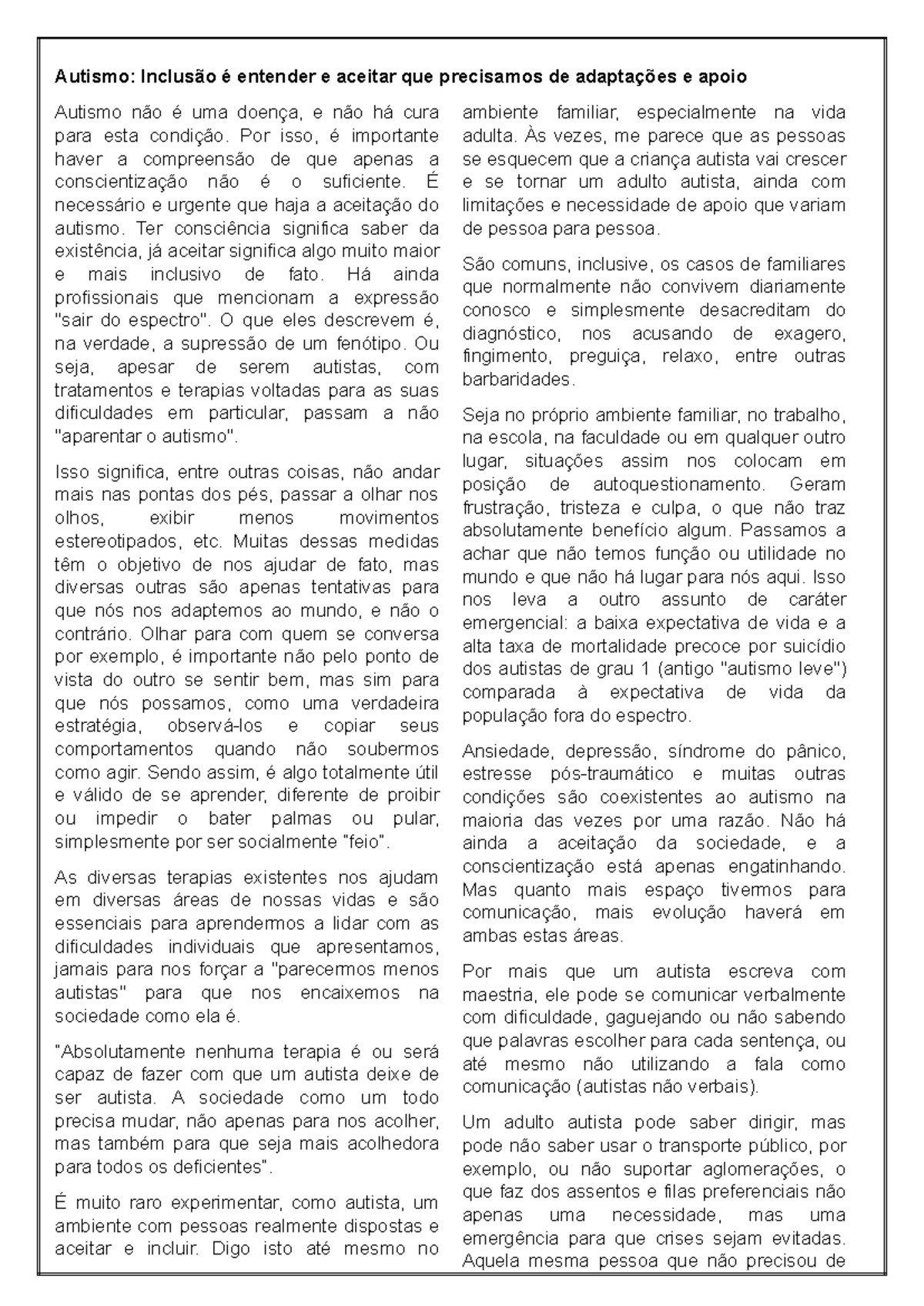Autismo - Para realizar debates e produção textual. - Autismo: Inclusão ...