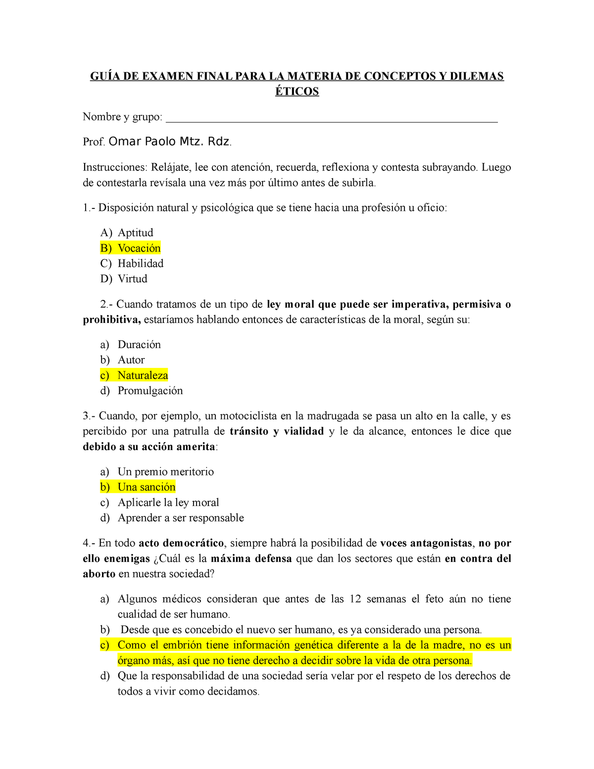 GuÍa Final De Conceptos Y Dilemas Agosto Diciembre Omar Paolo 2022 GuÍa De Examen Final Para 0359