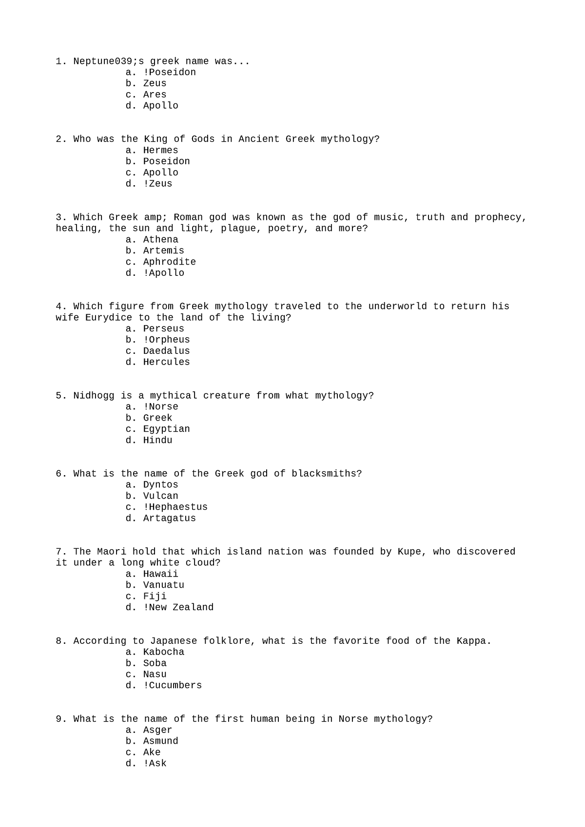 CSC205 Summary Spring 2024 1 - Neptune039;s Greek Name Was... A ...