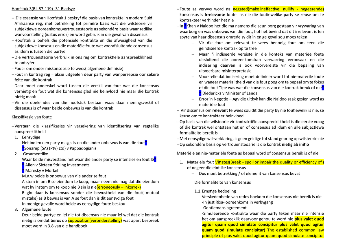 Hoofstuk 3 Opsommings - Chapter 3 Law Of Contract Oxford July 2022 Book ...