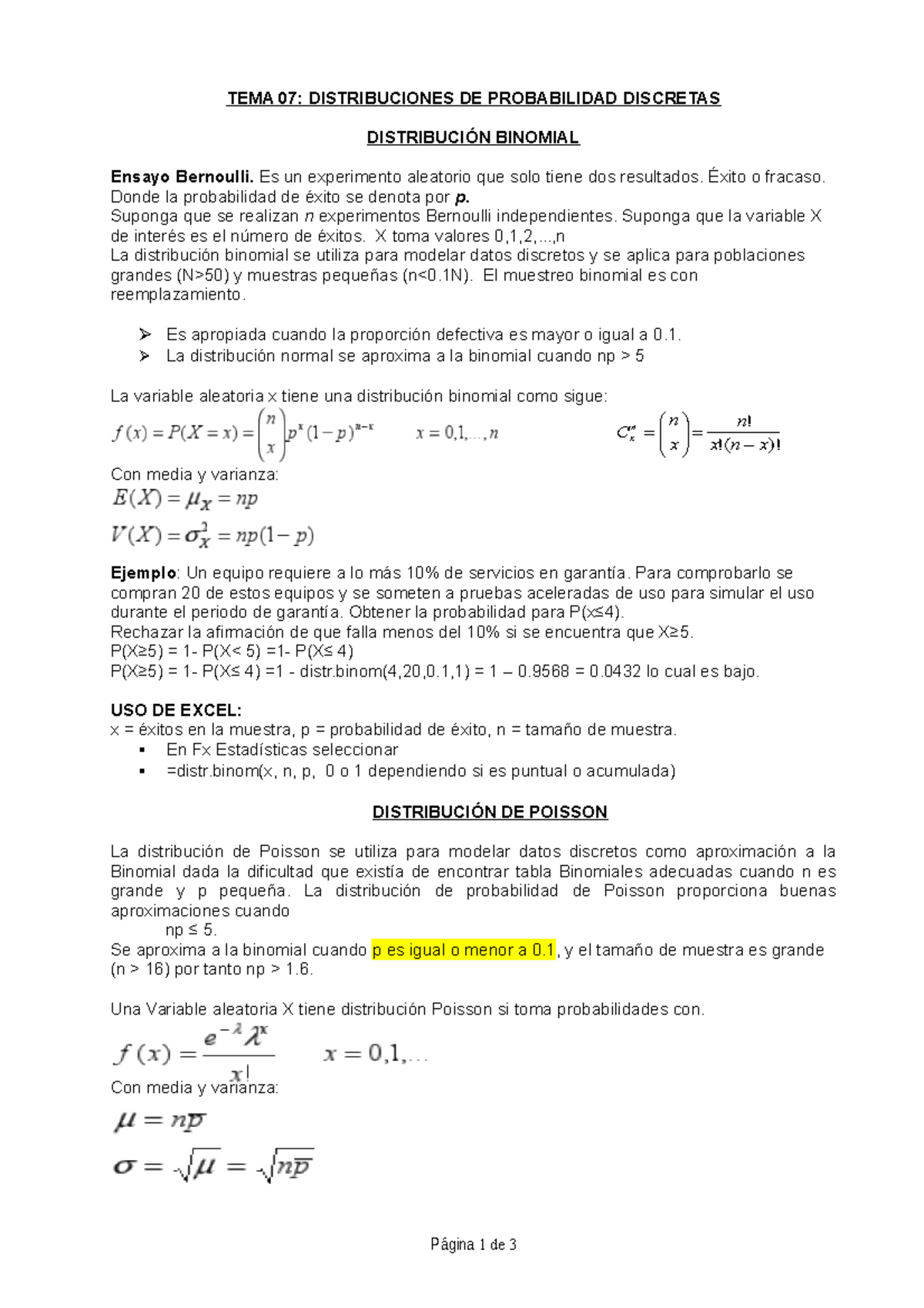 347637069-Practica-Binomial - TEMA 07: DISTRIBUCIONES DE PROBABILIDAD ...