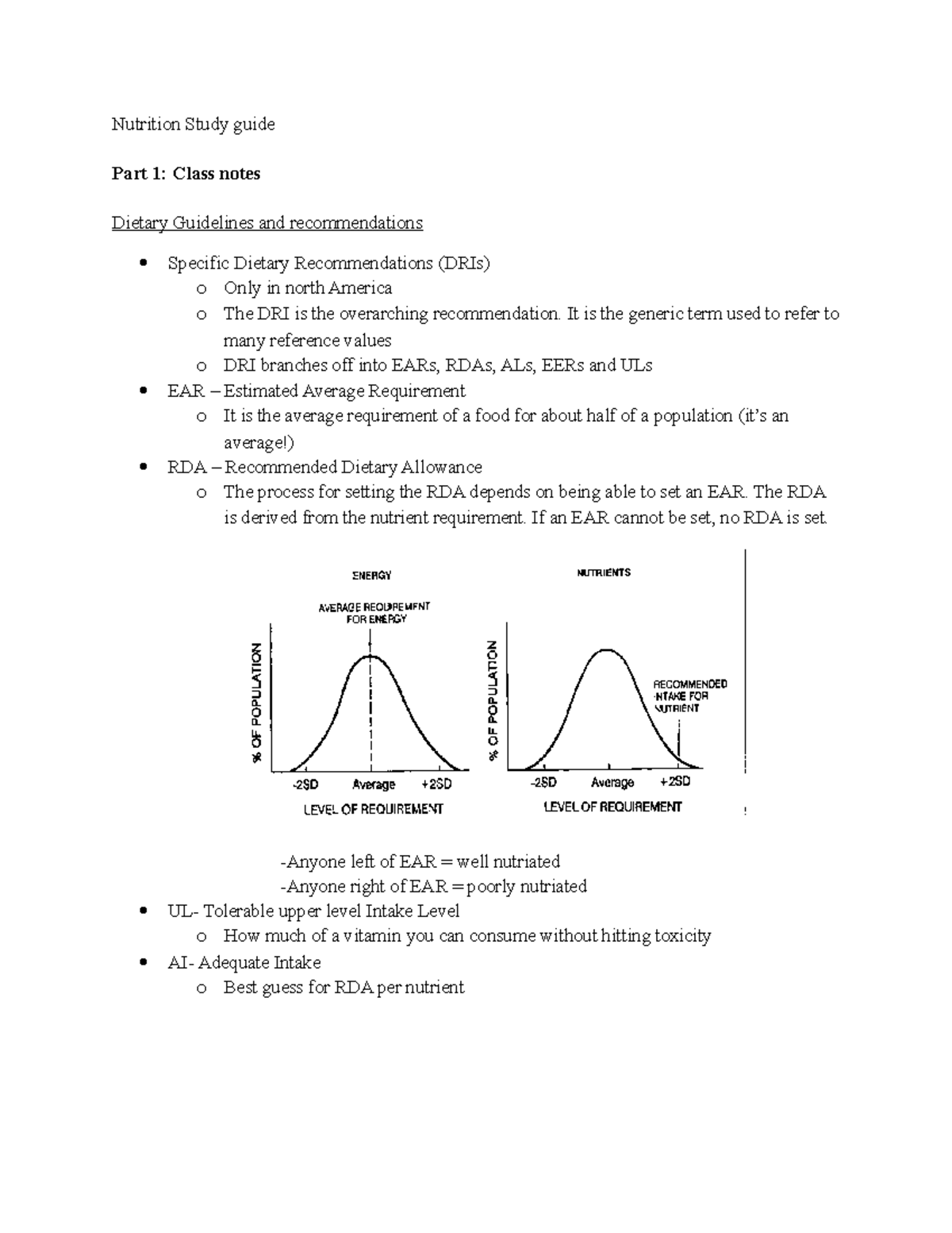 Exam 1 -Nutrition - Exam Guide - Nutrition Study Guide Part 1: Class ...