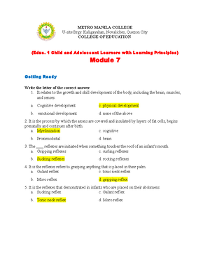 EDUC1( Child And Adolescence) - Module 3 - Educ. 1 Child And Adolescent ...